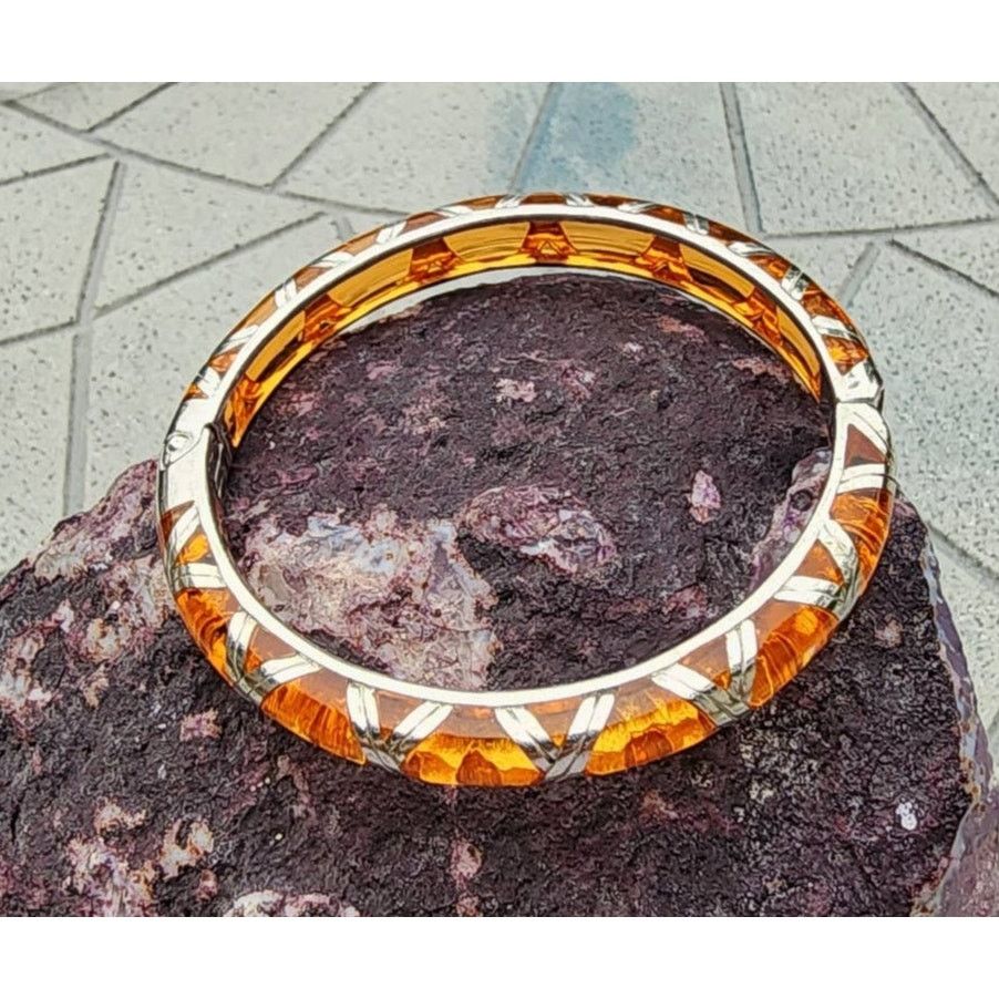 Designer Angelique de Paris Bamboo Sterling Silver Bangle Bracelet Size ONE SIZE - 2 Thumbnail