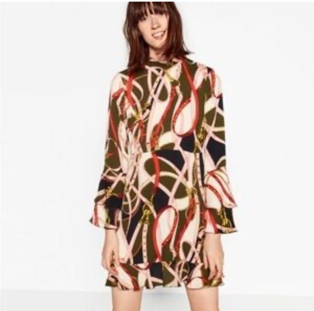 Zara Zara Graphic Chain Scarf Print Mini Dress NWT medium Size M / US 6-8 / IT 42-44 - 1 Thumbnail