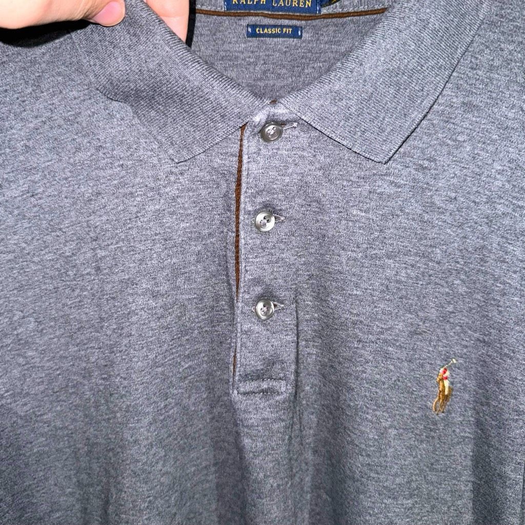 Polo Ralph Lauren Gray Polo Ralph Lauren L/S Flesh Pony Polo Shirt Size XL Size US XL / EU 56 / 4 - 4 Thumbnail