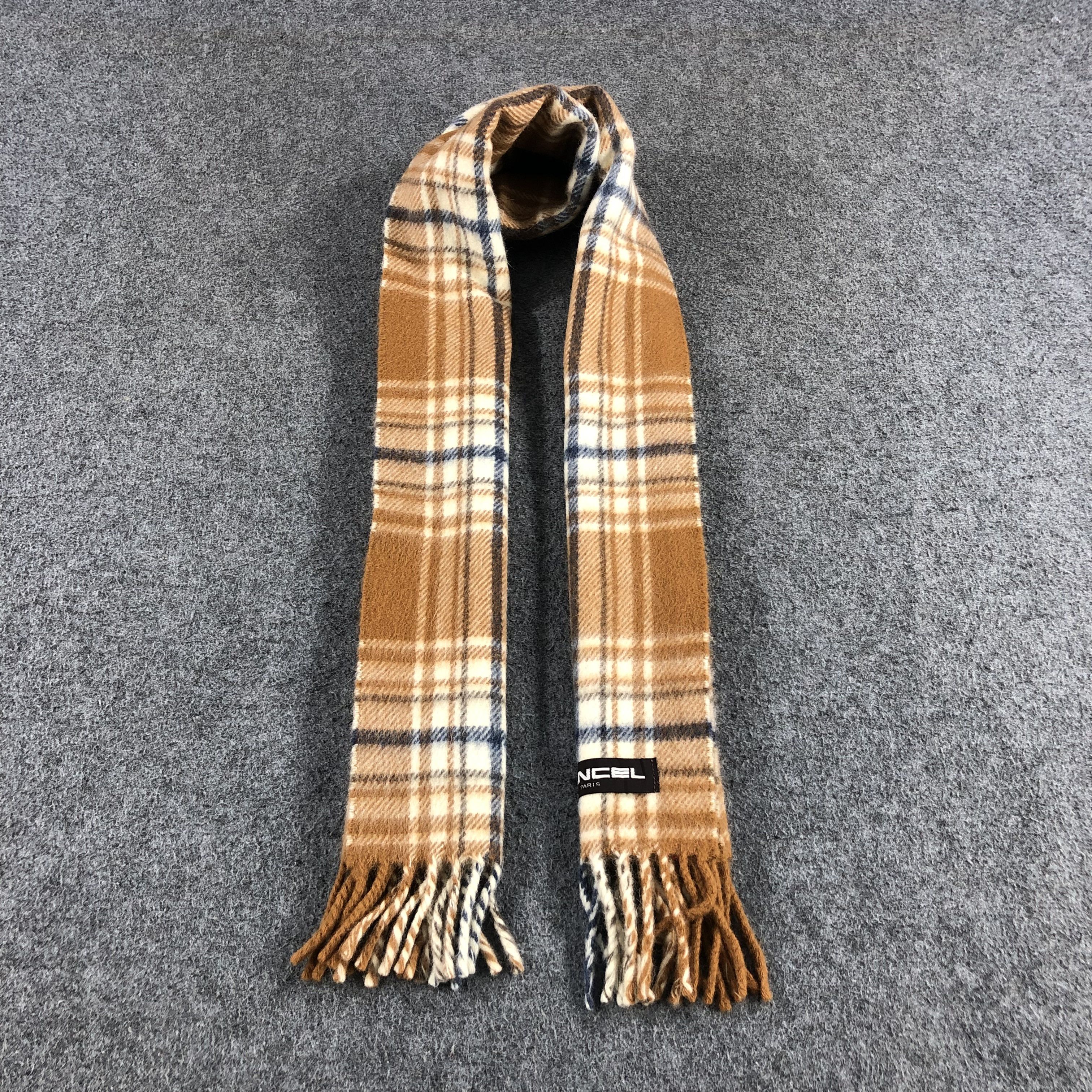 Lancel Tartan Wool Angora Scarf Muffler V939