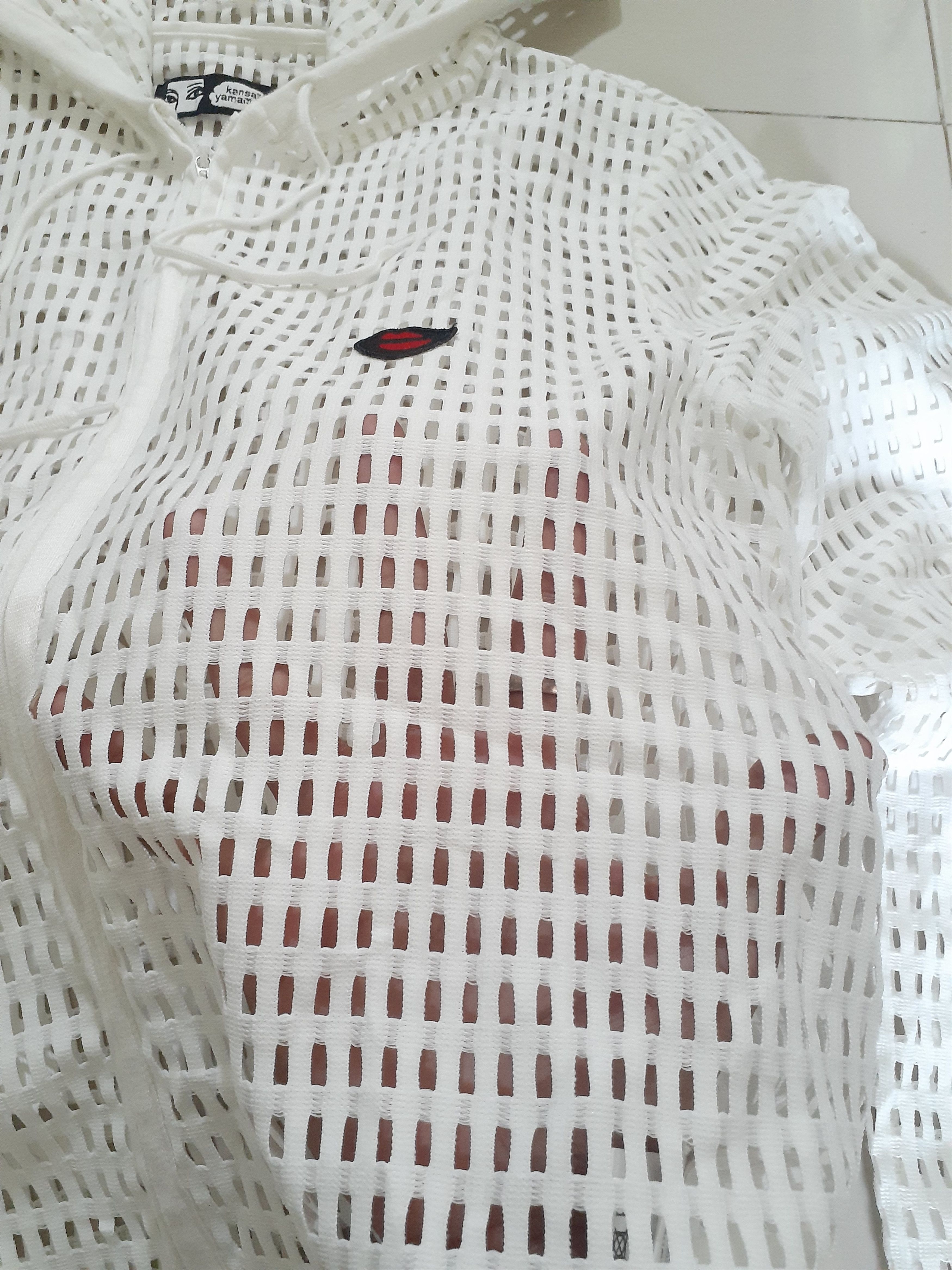 Japanese Brand × Kansai Yamamoto Kansai Yamamoto Mesh See Through Hoodie Size M / US 6-8 / IT 42-44 - 3 Thumbnail