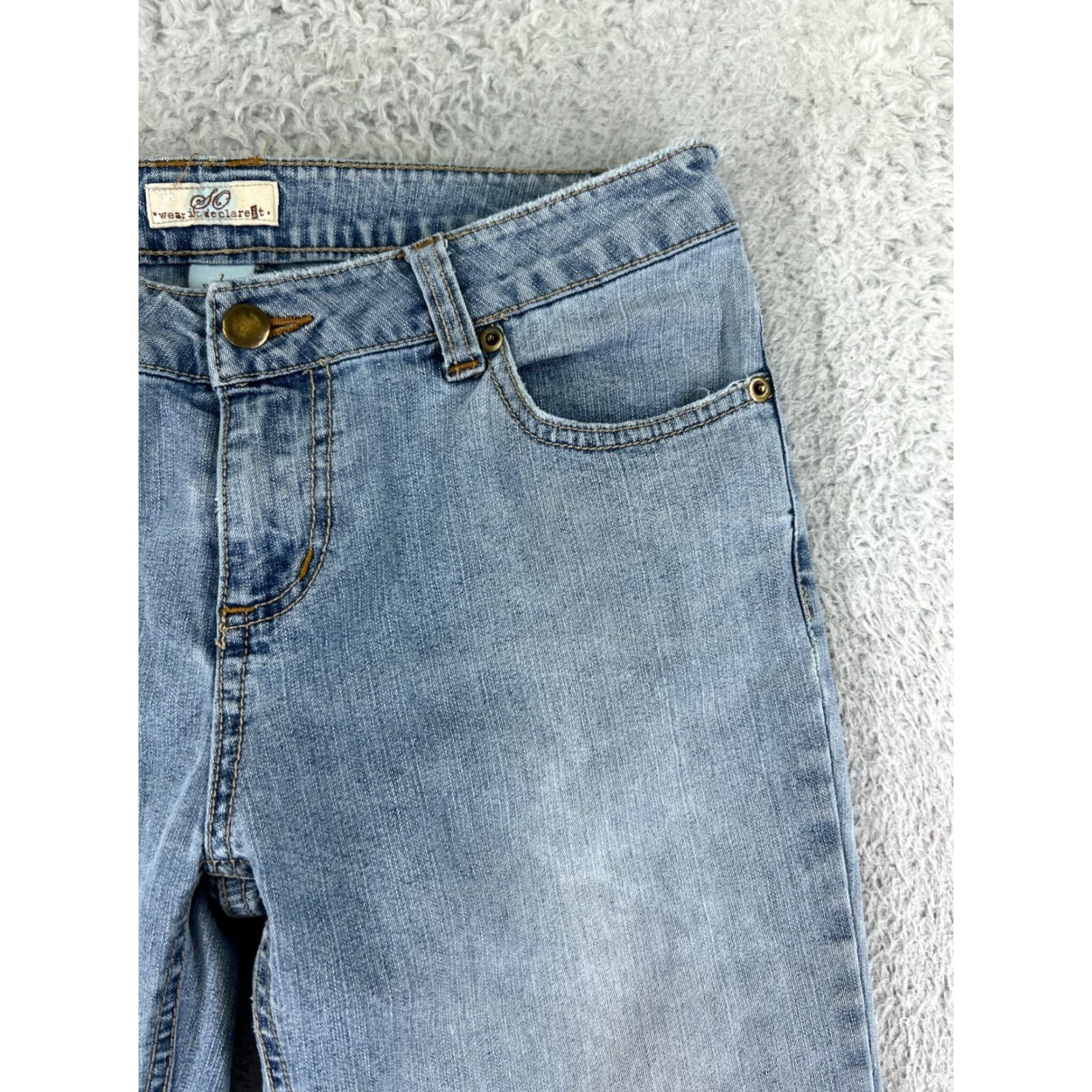 Denime SO Jeans Women 7 Blue Denim Bootcut Low Rise Light Wash Ramie Embroidered Size 28" / US 6 / IT 42 - 6 Thumbnail