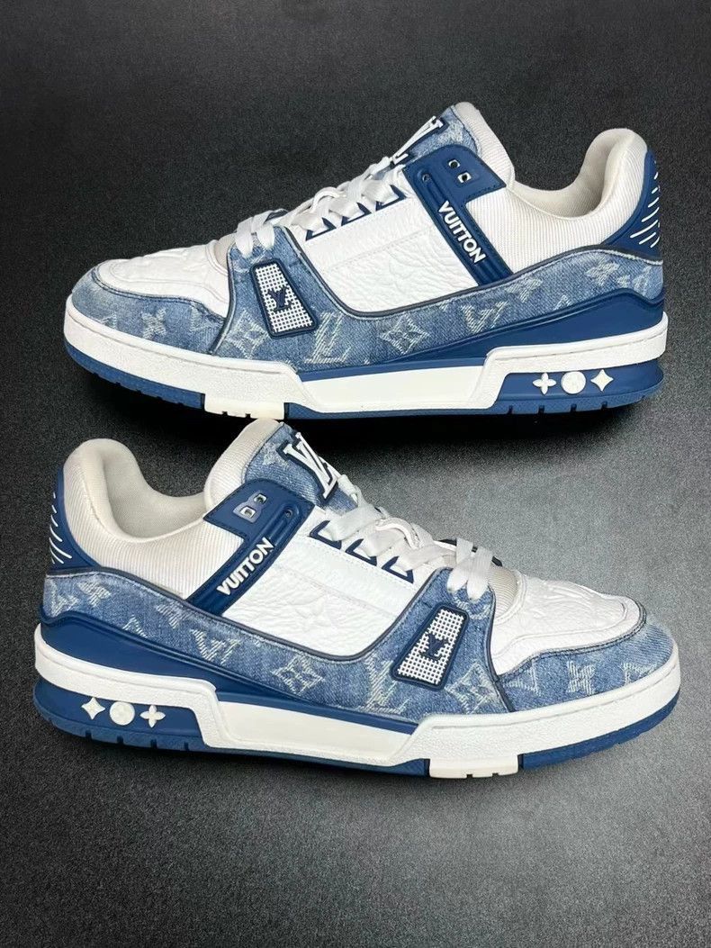 Louis Vuitton LV Trainer Blue White Sneakers UK7-2508 Size US 7 / EU 40 - 5 Thumbnail