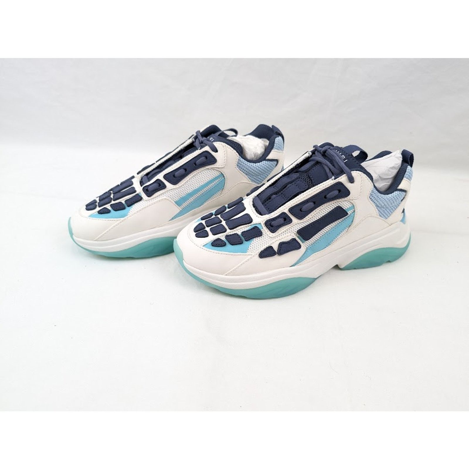 Amiri o1rshd1 Bone Runner Low-Top Sneakers in Baby Blue Size US 13 / EU 46 - 16 Thumbnail