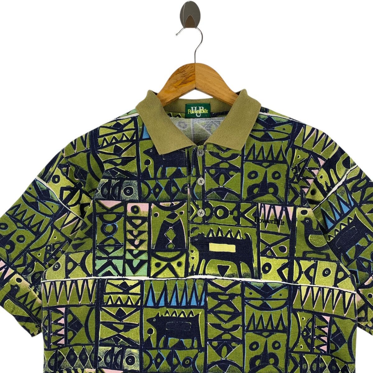 Vintage Vintage POWER BILT tribal pattern full print polo tee Size US L / EU 52-54 / 3 - 2 Thumbnail
