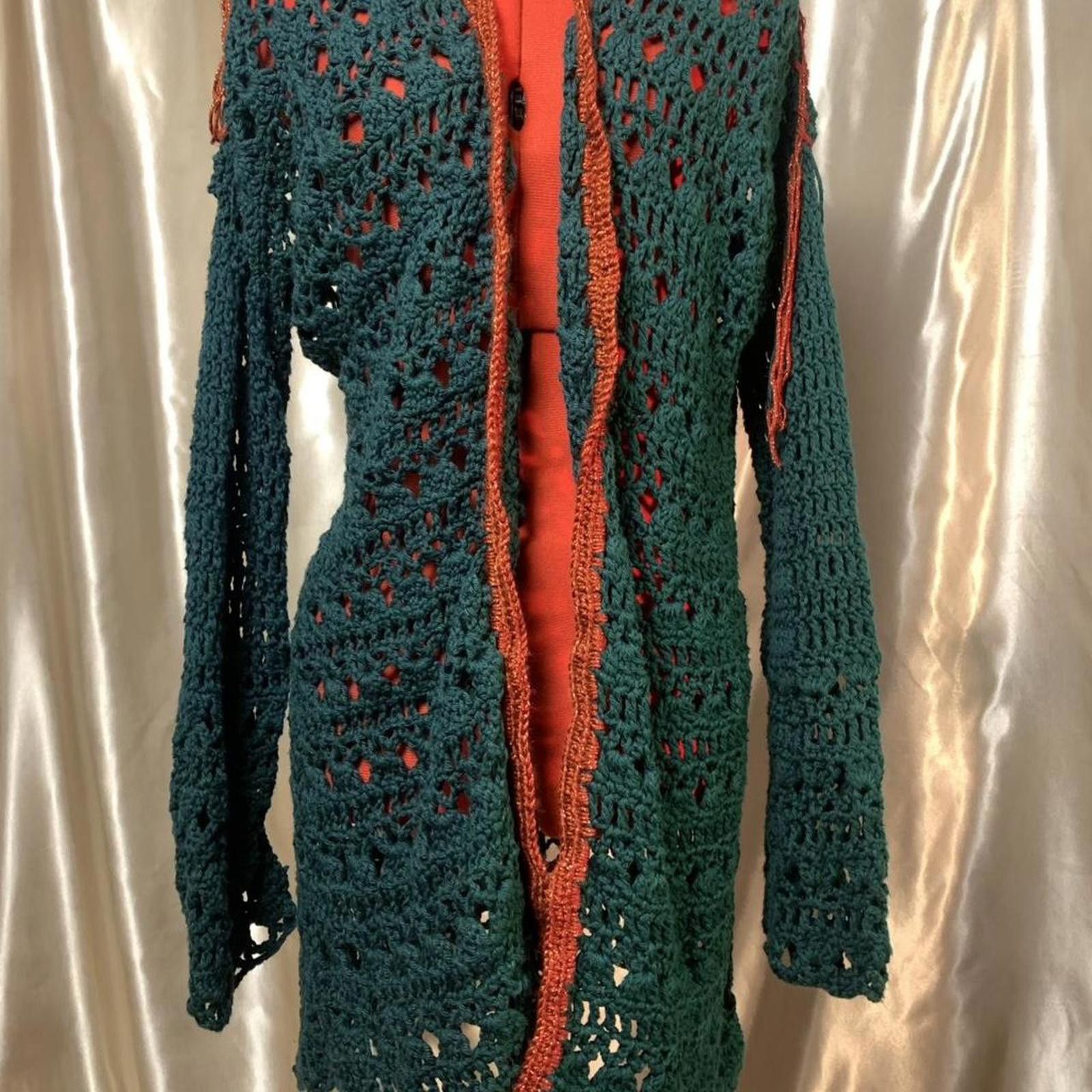 Other Intricate crochet forest green cardigan. Size M / US 6-8 / IT 42-44 - 1 Thumbnail