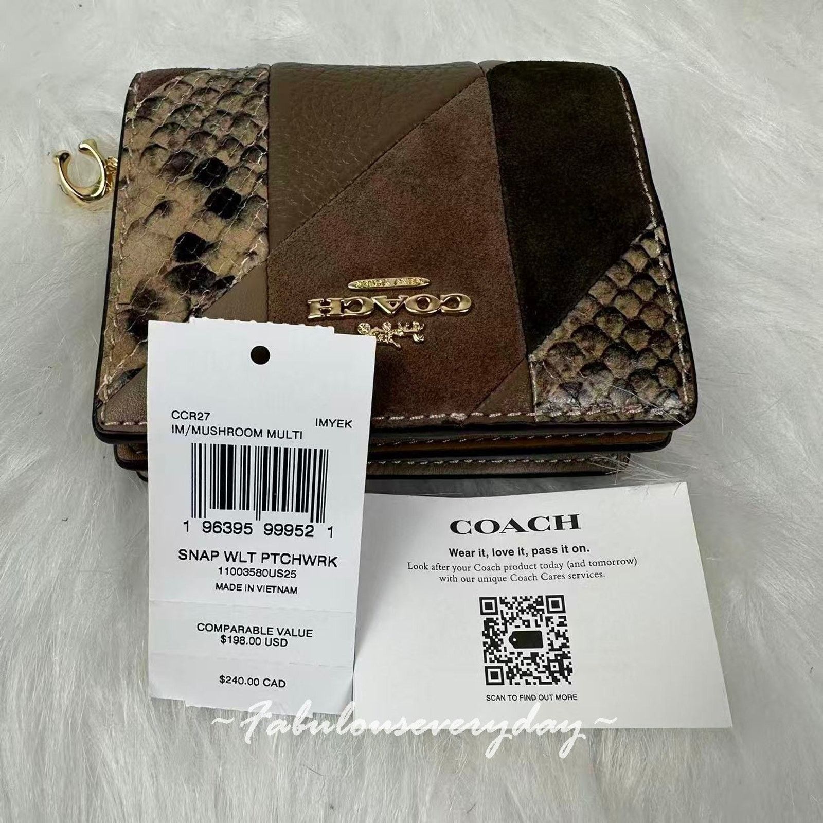 Coach Coach Snap Wallet With Patchwork Snake Print Leather/Gold Size ONE SIZE - 3 Thumbnail