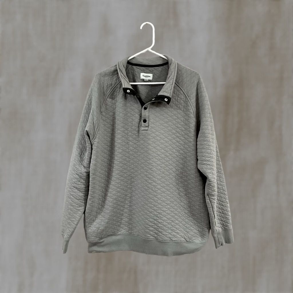 Vintage Goodfellow & Co Men XL Gray Windbreaker Hoodie Jacket Mid-Length Zip Full Zip Pockets Hooded Windproof Casual Travel Fall Winter Spring Size US XL / EU 56 / 4 - 1 Thumbnail
