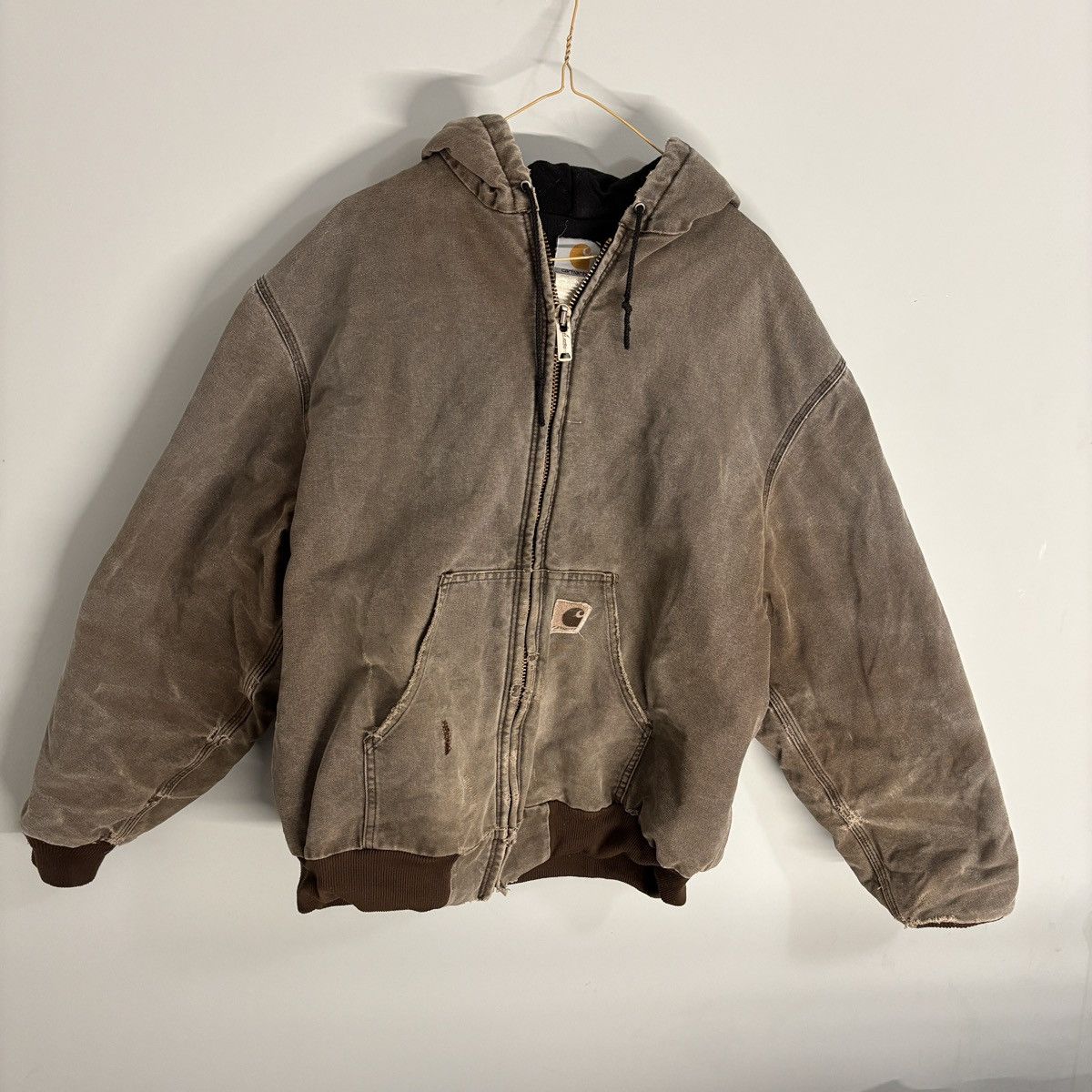 Vintage Carhartt Detroit Jacket J97 Sun Faded Canvas Blanket Lined Size XL