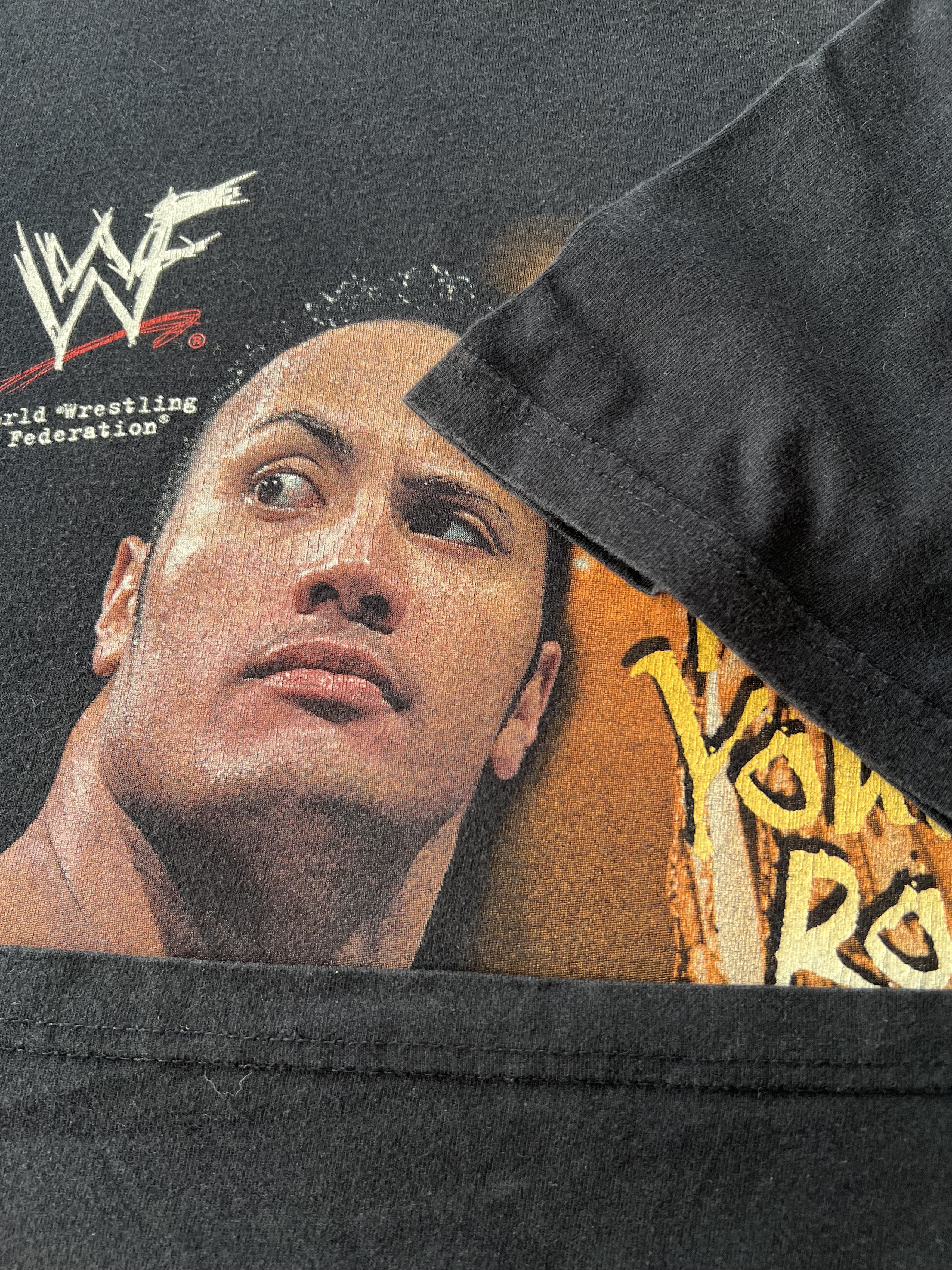 WWE Vintage 2000 The Rock Dwayne Johnson WWE Black T-shirt Size US M / EU 48-50 / 2 - 9 Thumbnail