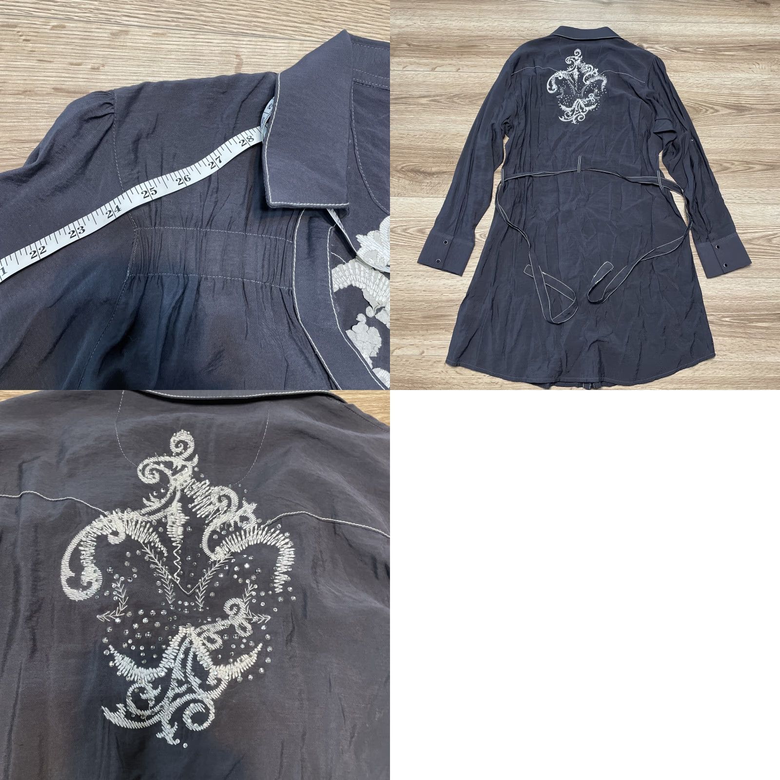 Wrangler Rock 47 by Wrangler Western Tunic Dress XL Gray Snap Embroidered Sequin Womens Size XL / US 12-14 / IT 48-50 - 8 Thumbnail