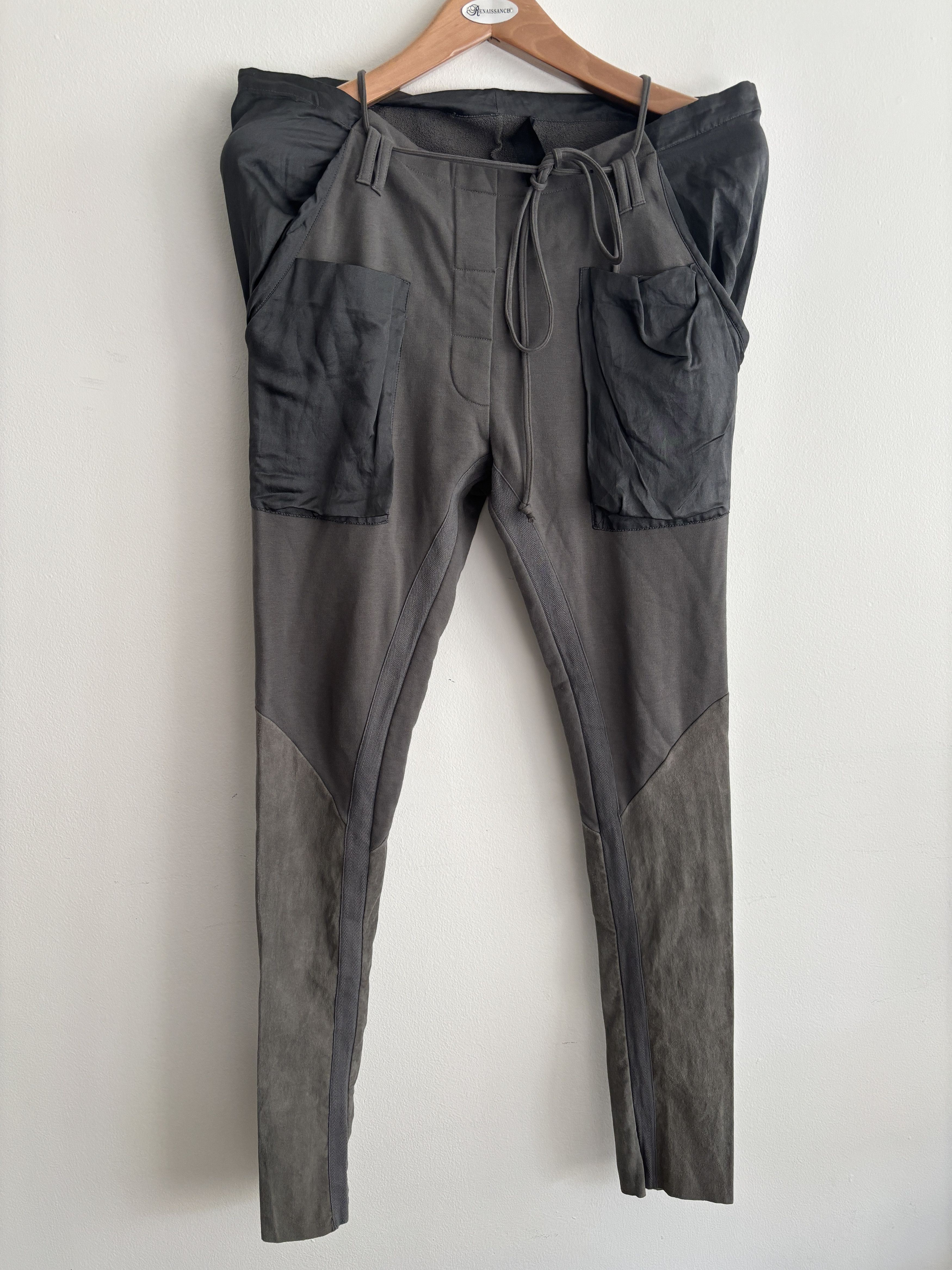 Haider Ackermann Drawstring Cotton Silk Leather Tapered Lounge Pants Size 36" / US 14 / IT 50 - 1 Thumbnail