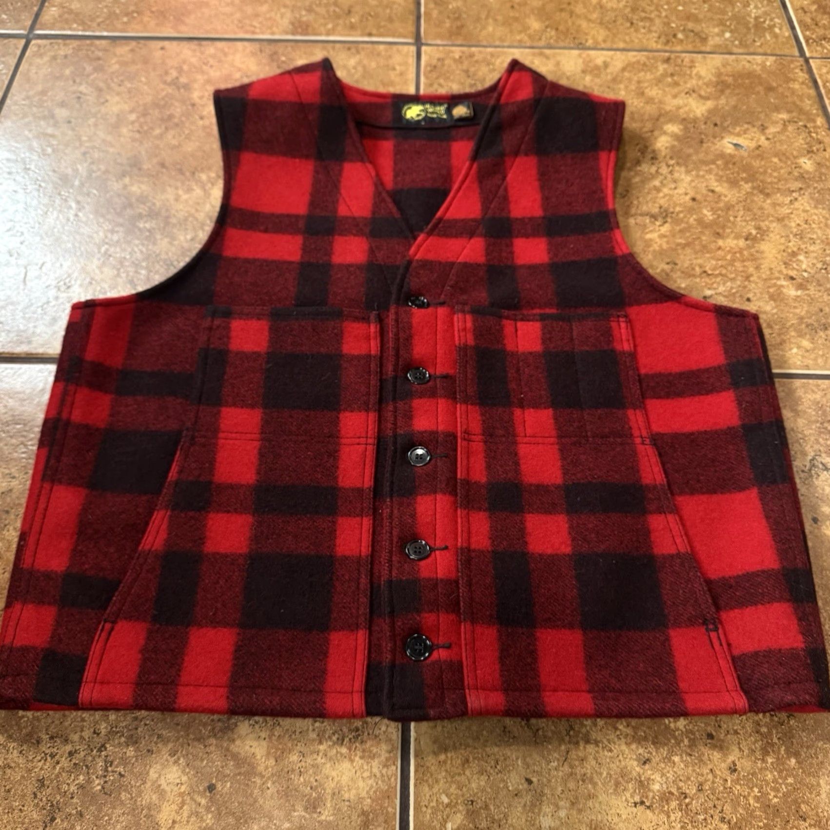 Vintage VTG Hunting World Mackinaw Vest New York Buffalo Plaid Virgin Wool 1960s 70s Size US L / EU 52-54 / 3 - 2 Thumbnail