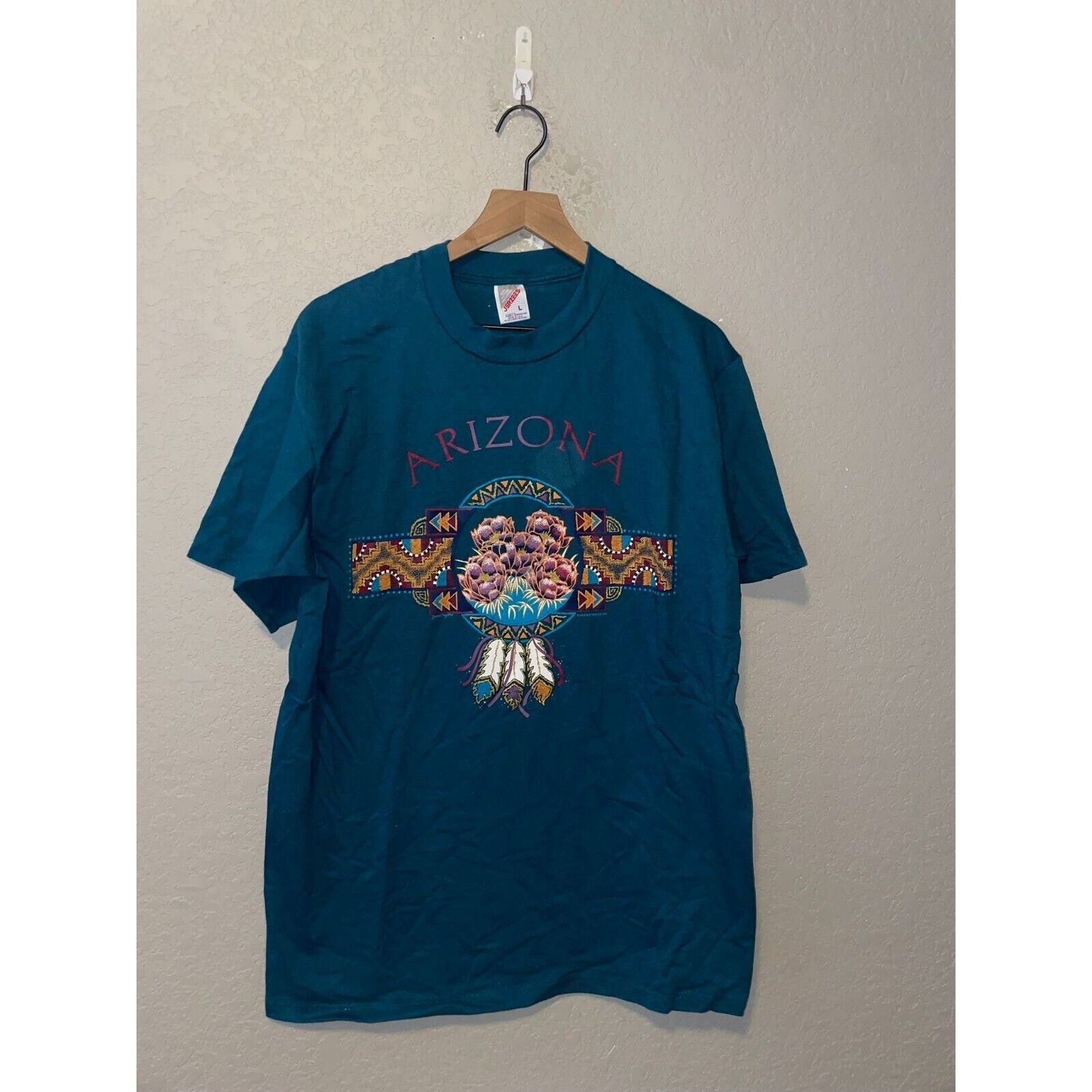 Jerzees Vintage Arizona Shirt Cactus Flower Print Graphic Tee 90s L Size US L / EU 52-54 / 3 - 1 Thumbnail