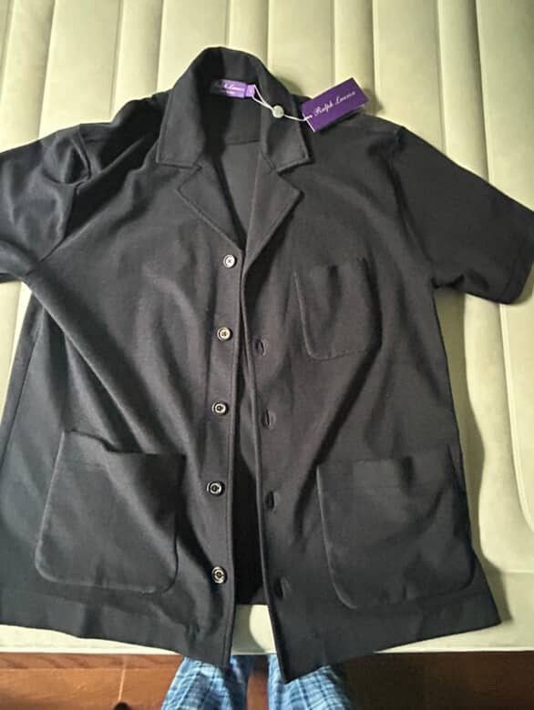 Ralph Lauren Purple Label Navy Cashmere button up Size 44L - 1 Thumbnail