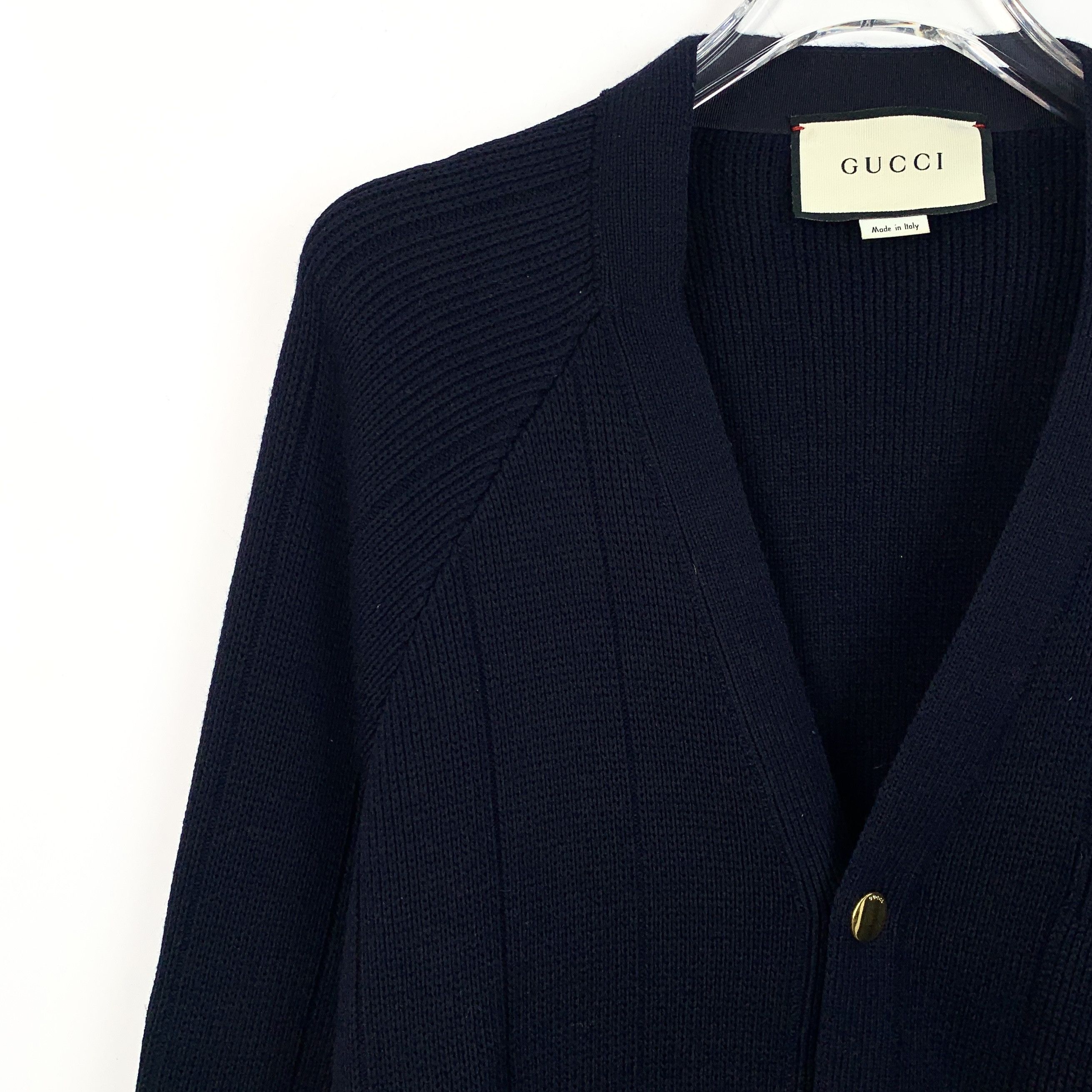 Gucci Gucci Wool Cardigan – Navy V-Neck with Web Stripe (Size S) Size US S / EU 44-46 / 1 - 7 Thumbnail