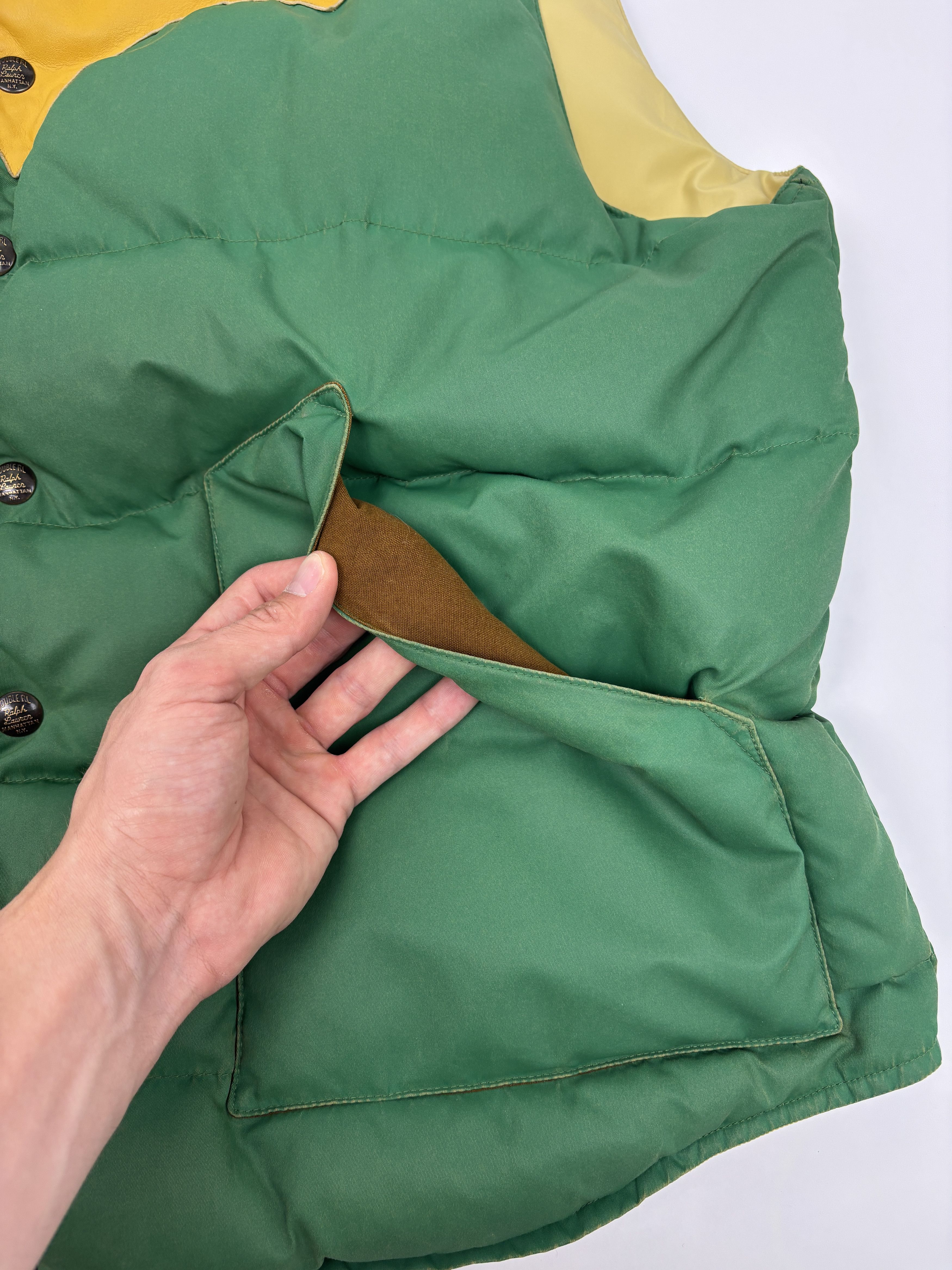 RRL Ralph Lauren RRL Leather Yoke Quilted Vest Size US XL / EU 56 / 4 - 8 Thumbnail