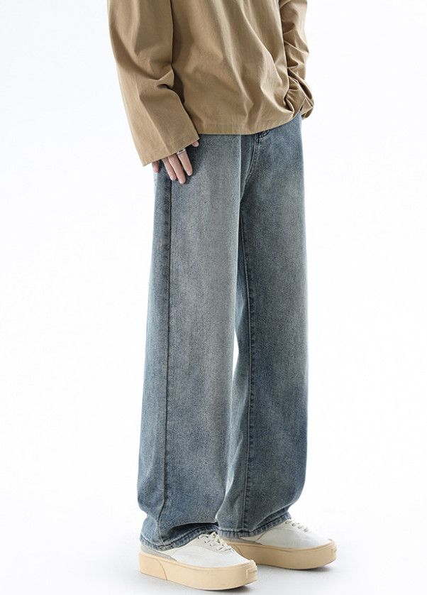 Japanese Brand Men's American street retro washed distressed straight jeans Size US 32 / EU 48 - 4 Thumbnail