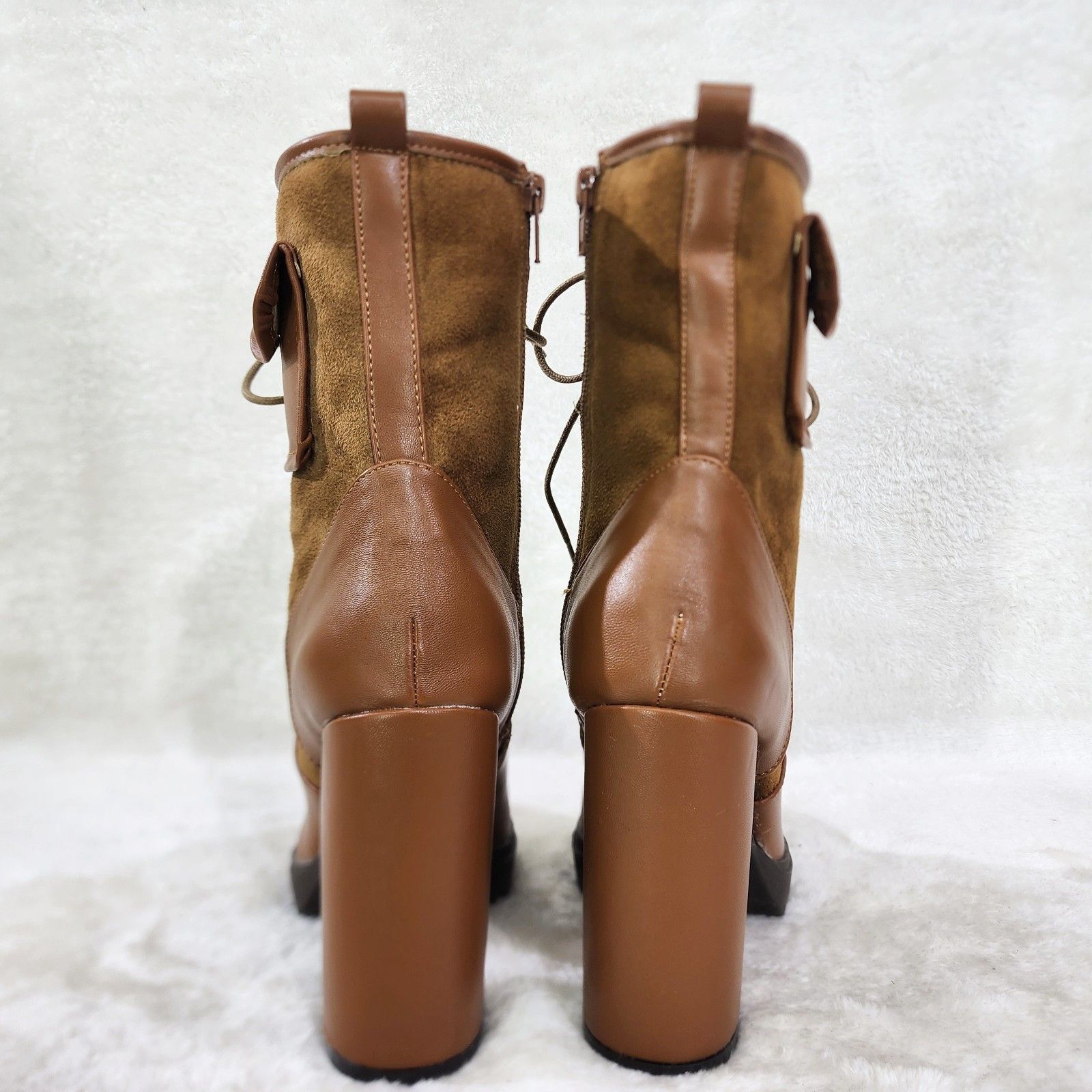 Other Park Ave Brown / Tan Faux Suede Chunky Platform High Heel An Size US 6 / EU 39 - 4 Thumbnail