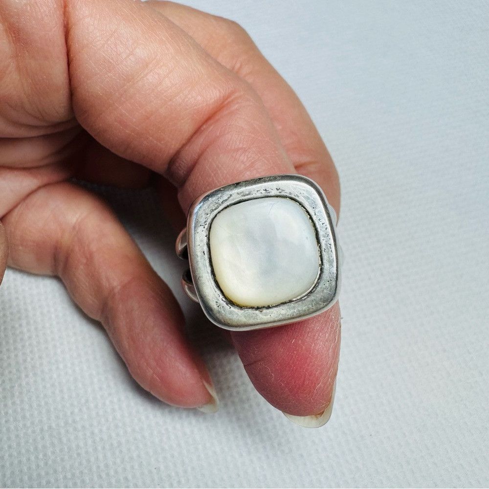 Other Vintage Art Deco 925 Sterling Silver White Stone Ring Size Size ONE SIZE - 4 Thumbnail