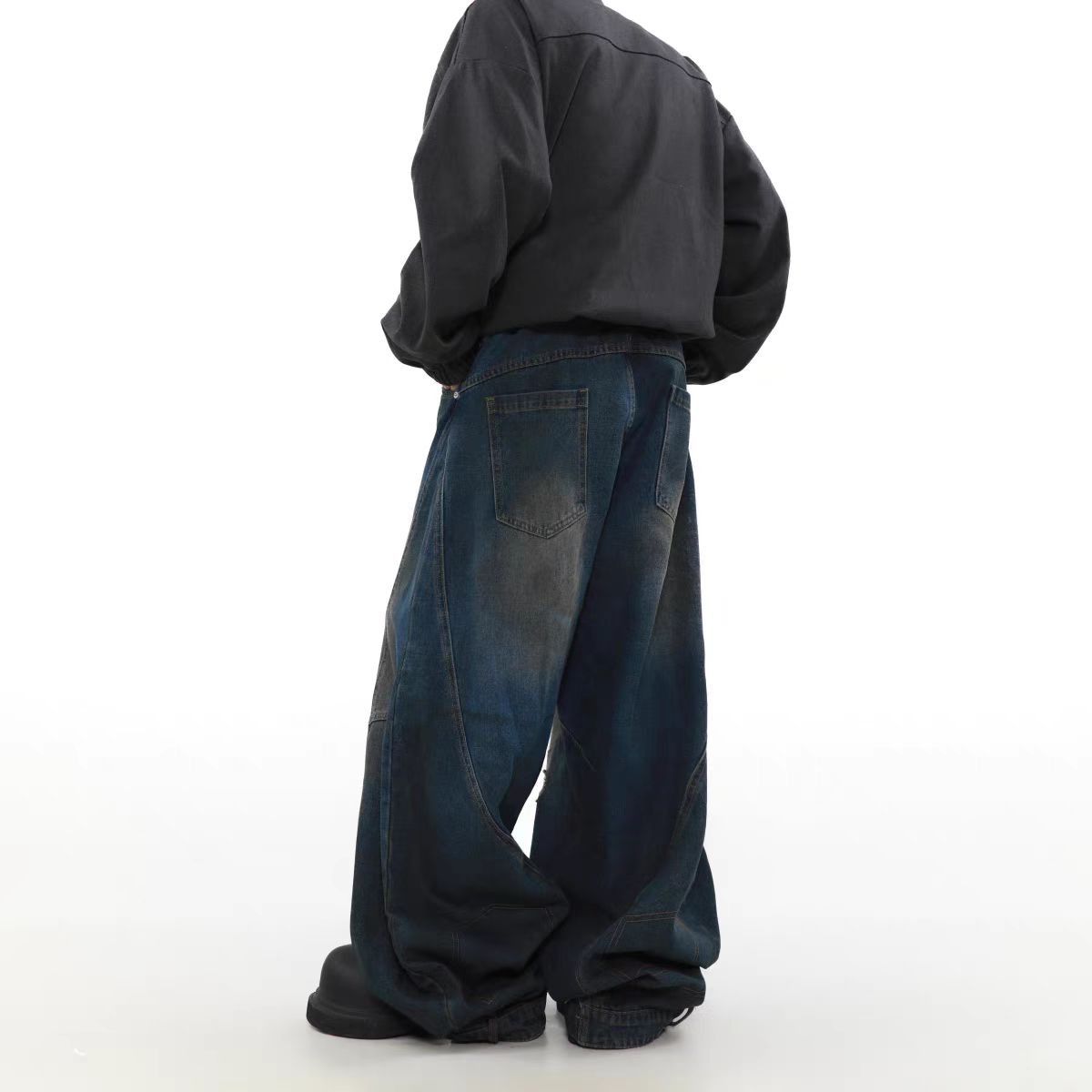 Japanese Brand × Jean Vintage ripped deconstructed straight leg loose jeans Size US 32 / EU 48 - 3 Thumbnail
