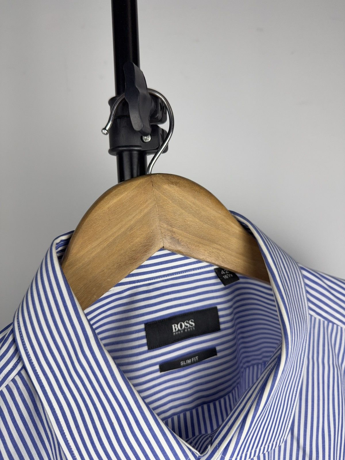 Hugo Boss Luxury 00s Hugo Boss Striped Shirt Blue Slim Fit 42 16.5 L Size US L / EU 52-54 / 3 - 4 Thumbnail