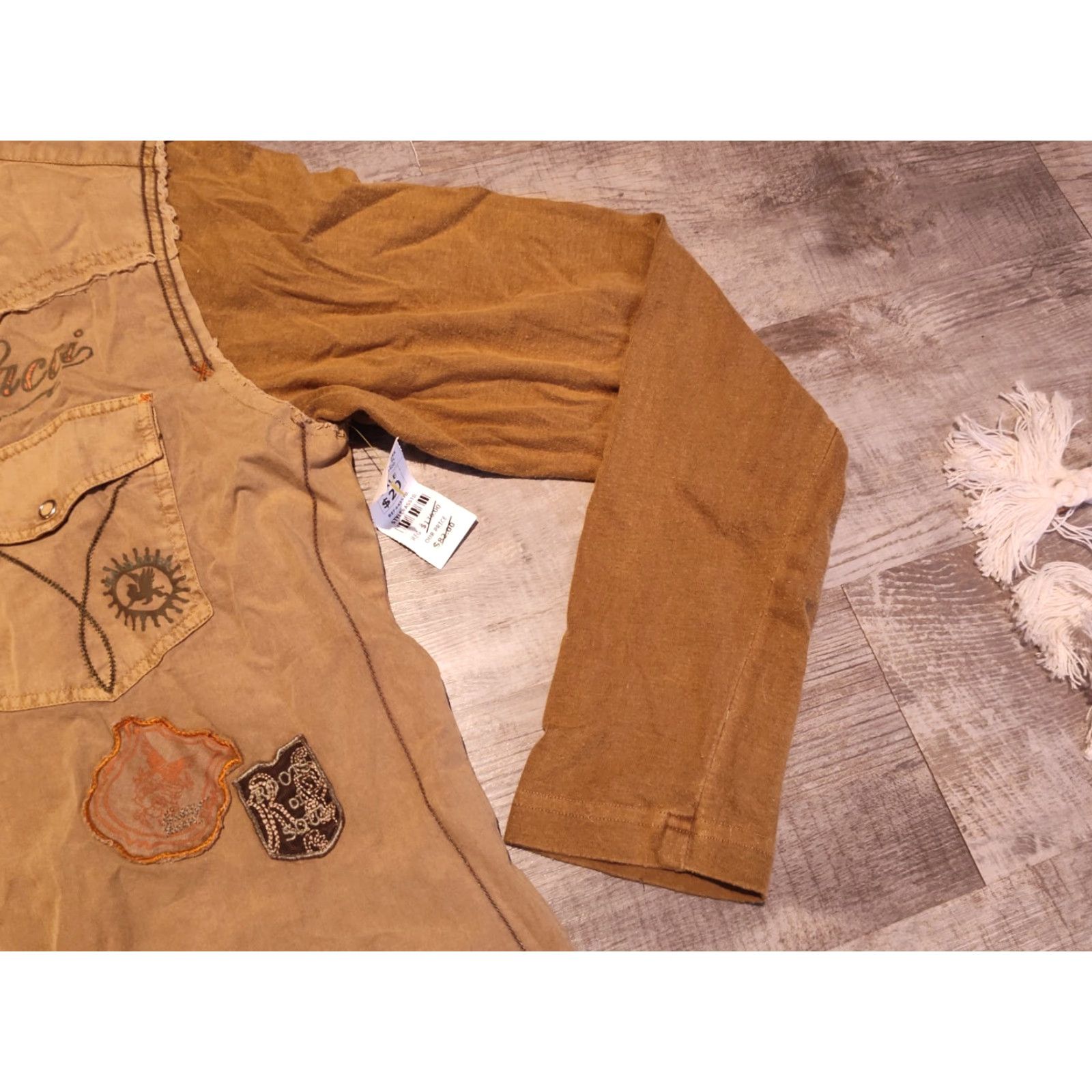 Vintage VINTAGE Emilio Sacci Men's Button-Up Shirt Long Sleeve Casual Retro Patchwork Beige M Size US M / EU 48-50 / 2 - 7 Thumbnail