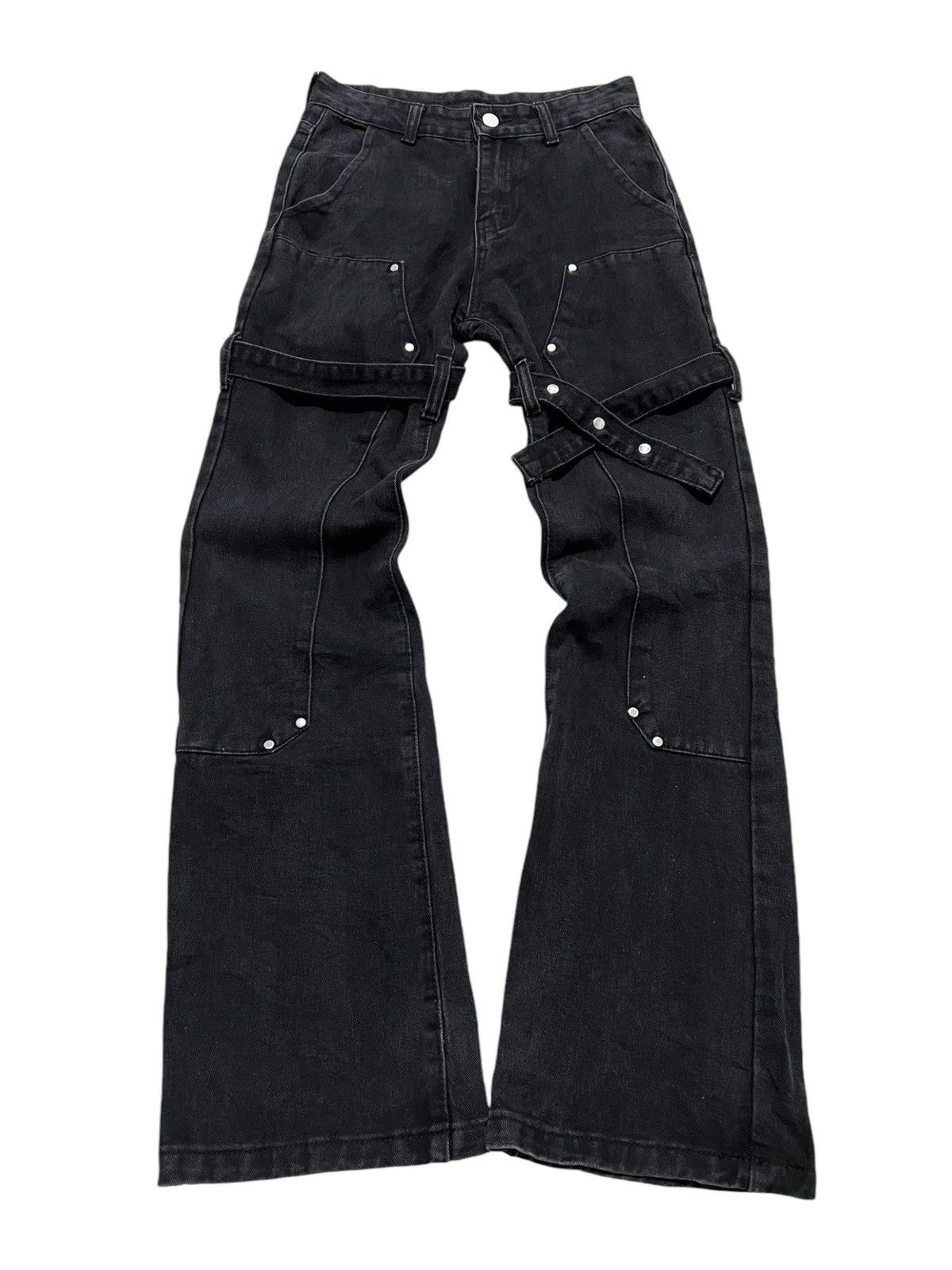 If Six Was Nine × Japanese Brand × Le Grande Bleu (L.G.B.) Unbrand bondage double knee flared denim pants Size US 27 - 1 Thumbnail