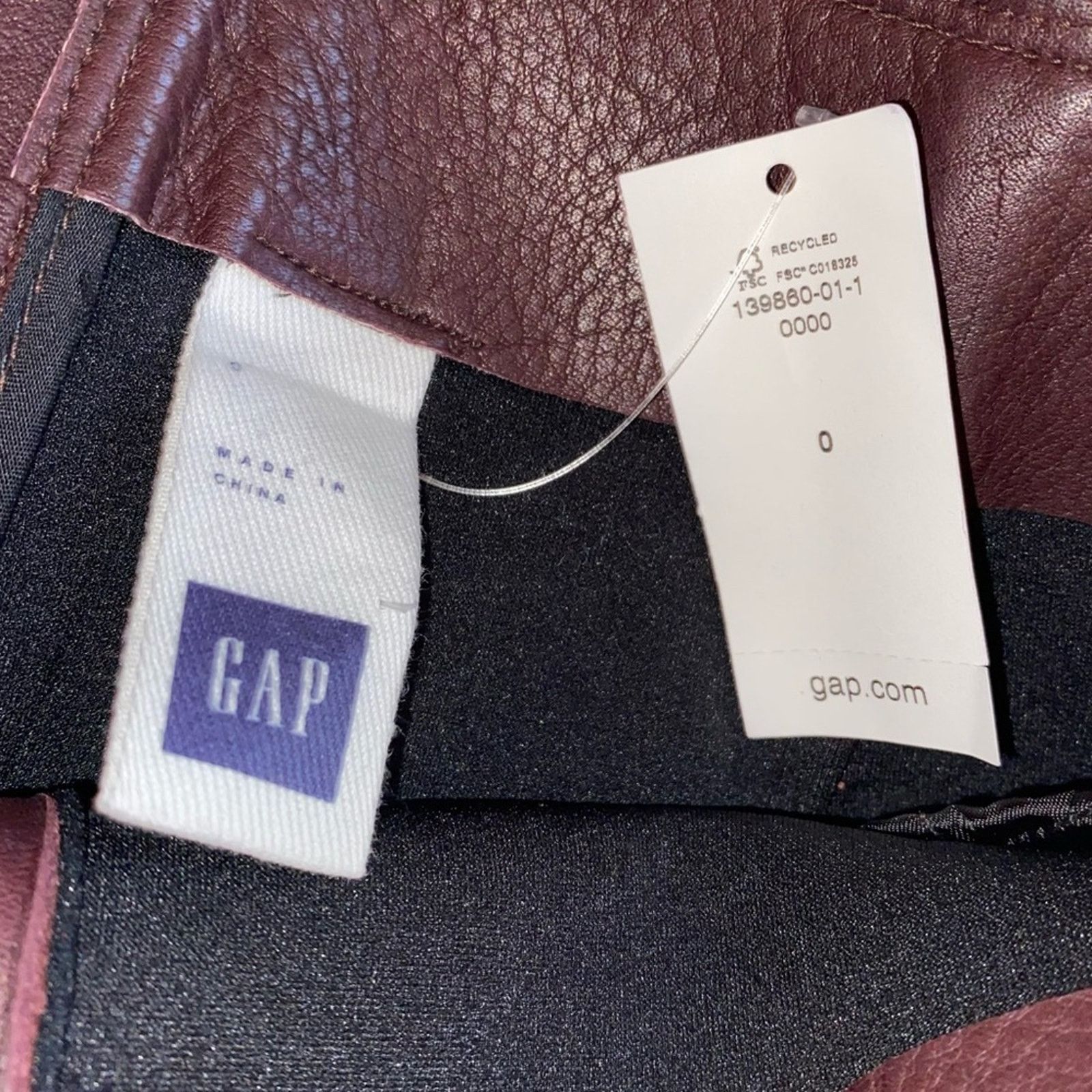 Gap New $200 GAP Oxblood Leather Zip Pocket Mini sz 0 NWT Size 25" / US 0 / IT 36 - 5 Thumbnail