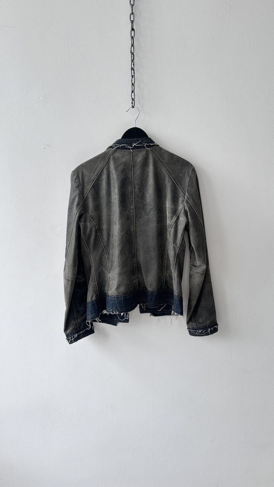 Baldinini Baldinini Italy Distressed Leather Denim Jacket 44 Archive Size M / US 6-8 / IT 42-44 - 14 Thumbnail