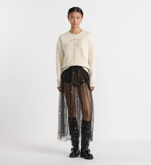 Dior o1bcso1str0226 511J99 Embroidered Mid-Length Flared Skirt Size 30" / US 8 / IT 44 - 3 Thumbnail