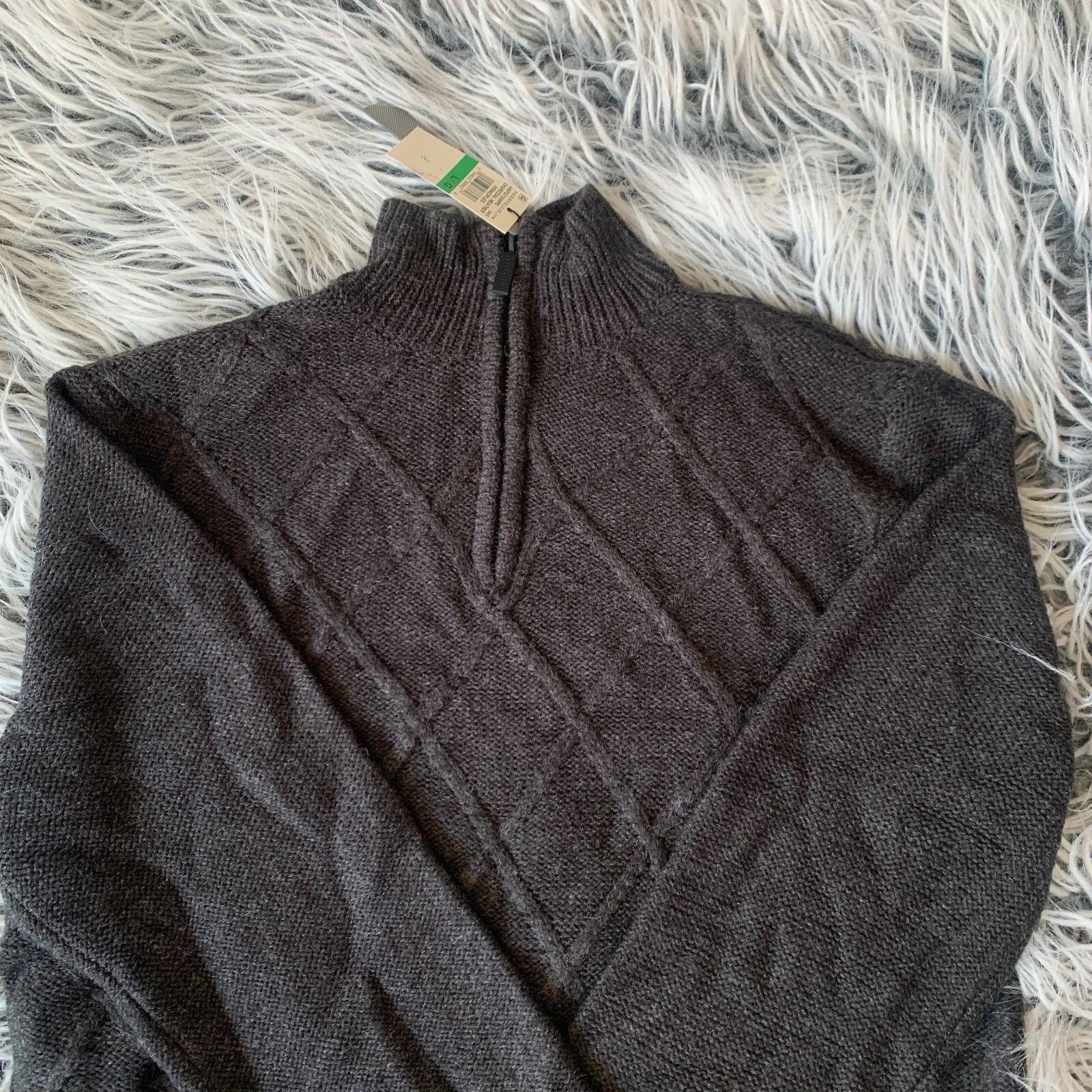 Perry Ellis Perry Ellis Mens Quarter Zip Sweater Size L Soft Cable Knit Size US L / EU 52-54 / 3 - 2 Thumbnail
