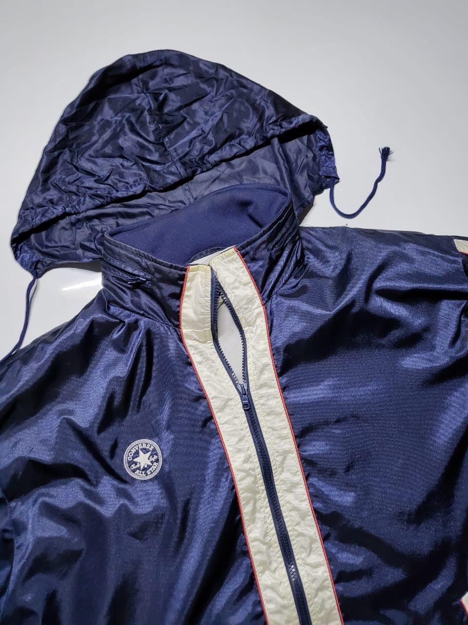 Converse × Vintage Converse navy metallic biglogo Windbreaker Jacket Size US L / EU 52-54 / 3 - 3 Thumbnail
