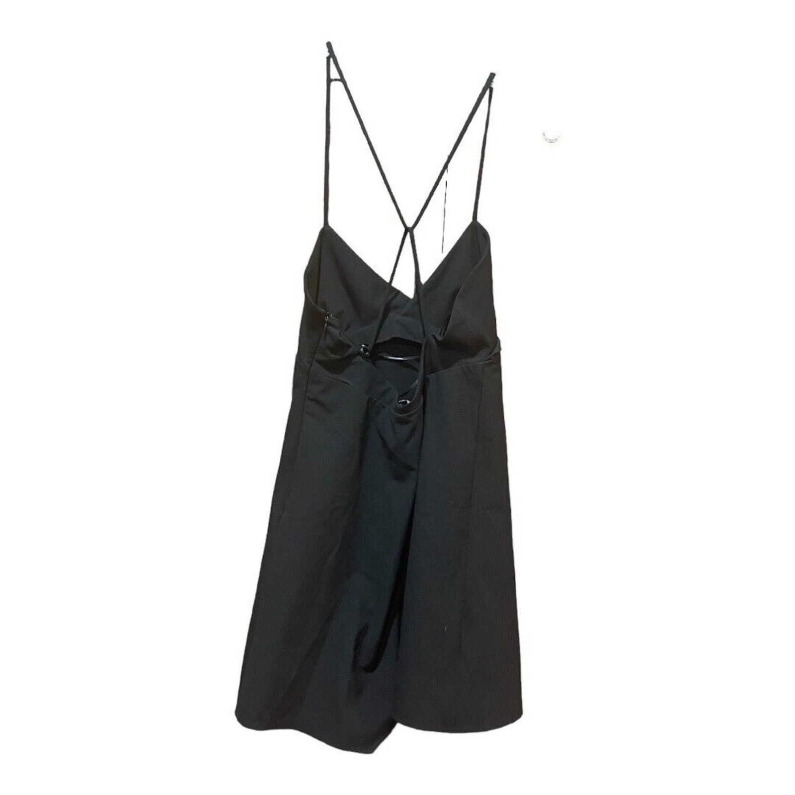 Zara ZARA Surplice Black Dress Size S / US 4 / IT 40 - 4 Thumbnail