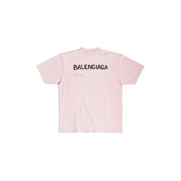 Balenciaga o1la1rc1a0226 Hand-Drawn T-Shirt Large Fit In Light Pink Size XS / US 0-2 / IT 36-38 - 2 Thumbnail