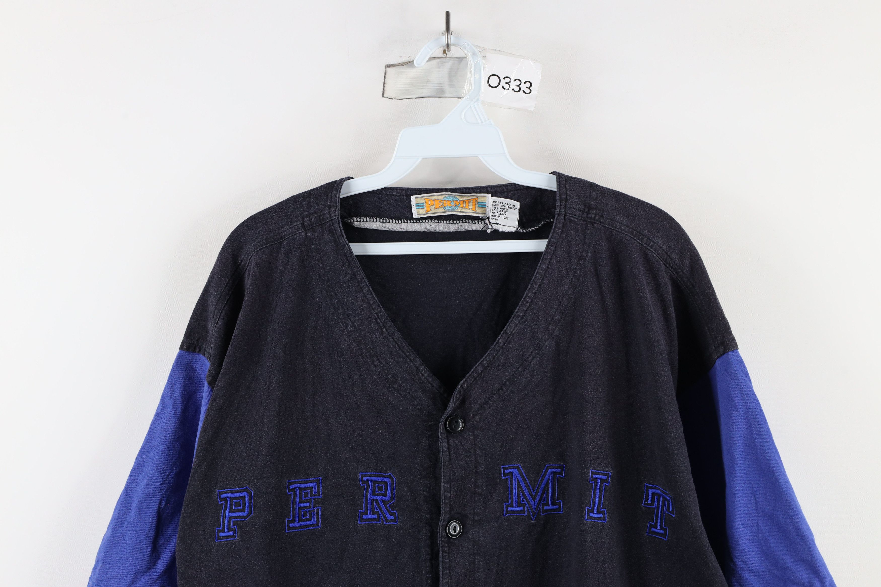 Vintage Vintage 90s Streetwear Block Hip Hop Permit Baseball Jersey Size US XL / EU 56 / 4 - 2 Thumbnail