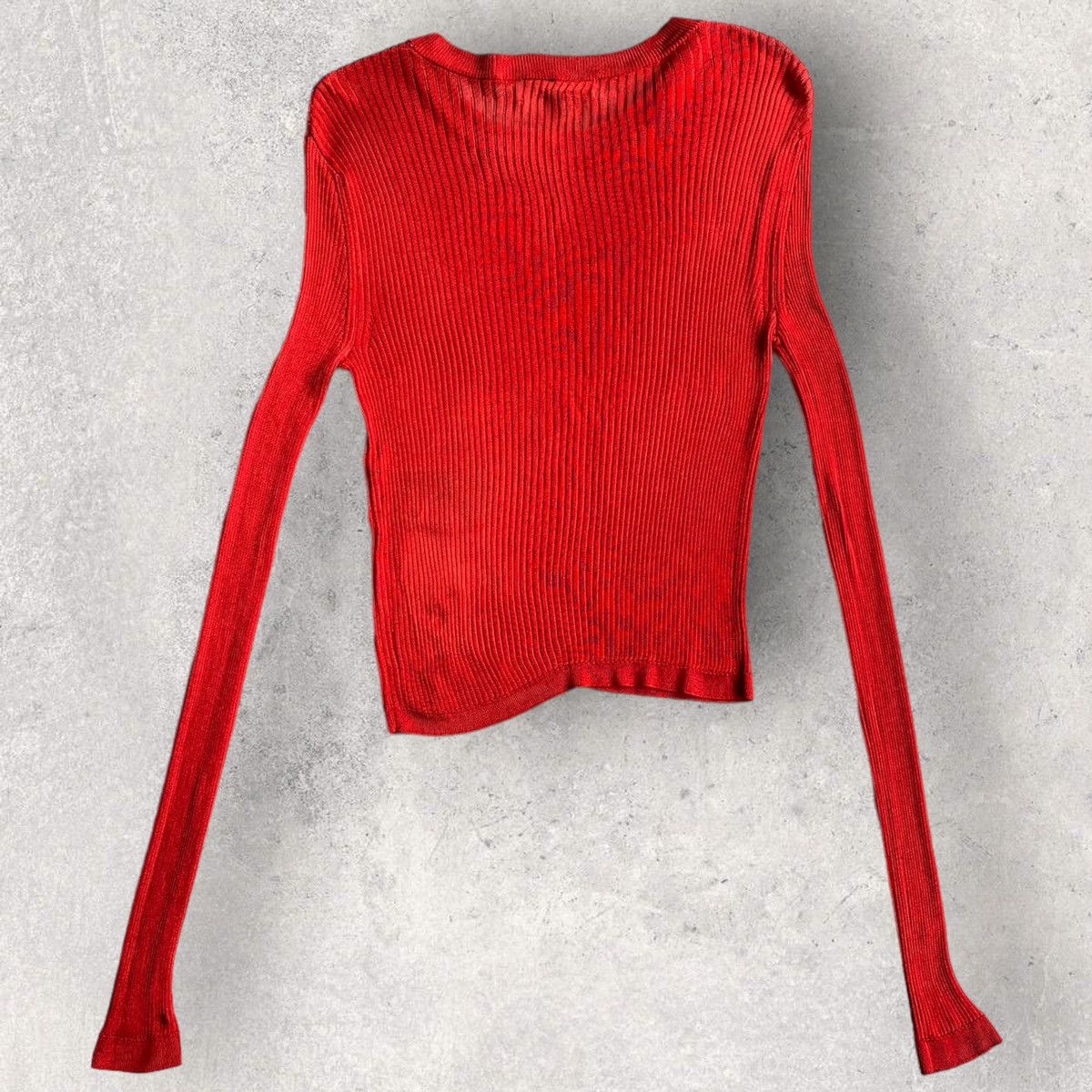 Saint Laurent Paris SLP Red Ribbed L/S Size M / US 6-8 / IT 42-44 - 5 Thumbnail
