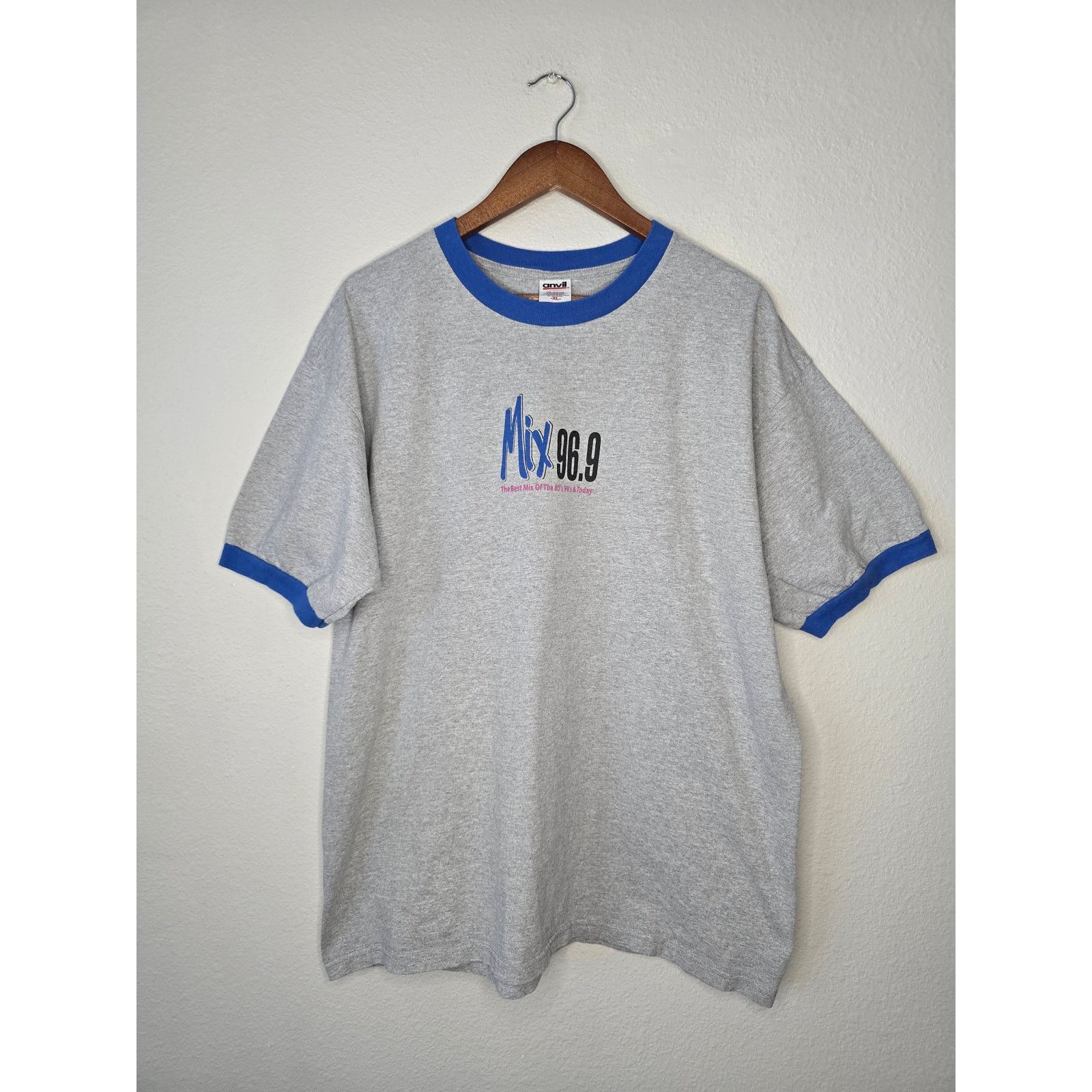 Anvil Radio Station Shirt Ringer Mix 96.9 Gray XL Tee Size US L / EU 52-54 / 3 - 1 Thumbnail