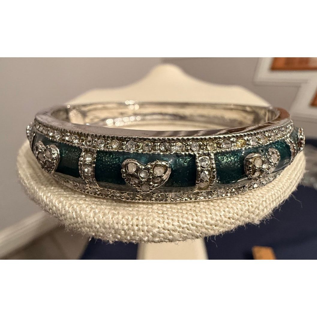 Other Vintage Hinged Enamel Rhinestone Bangle Bracelet Size 7 Size ONE SIZE - 5 Thumbnail