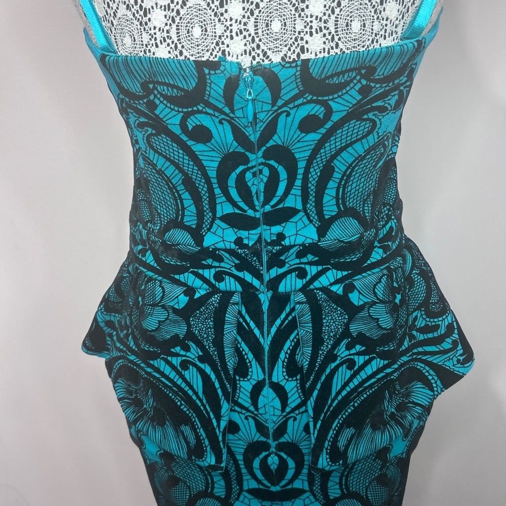 Other UK Lipsy Dress Turquoise and Black flocked size 8 Size M / US 6-8 / IT 42-44 - 11 Thumbnail
