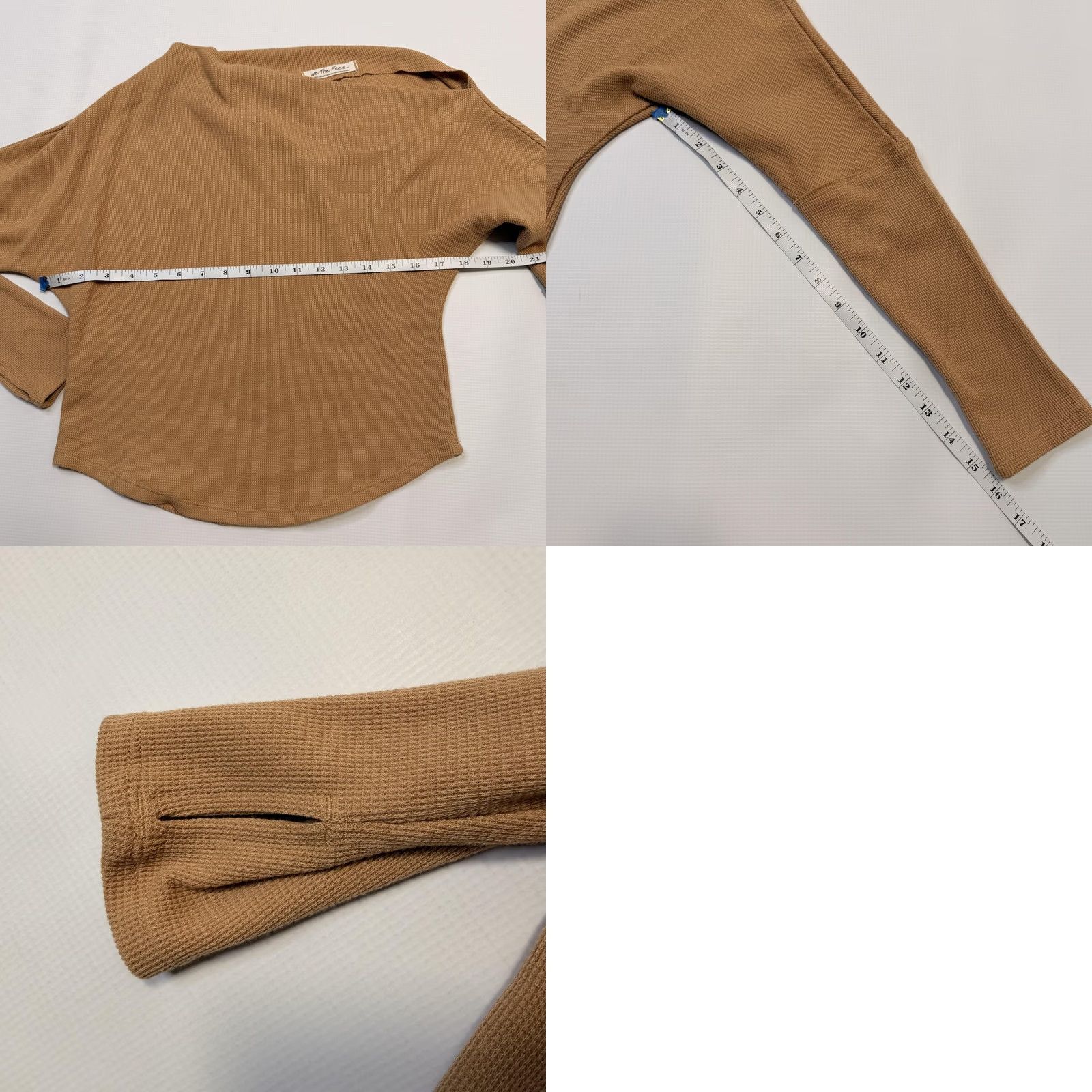 Vintage We The Free Shirt Womens Small Beige One Shoulder Waffle Knit Long Sleeve Top Size S / US 4 / IT 40 - 8 Thumbnail