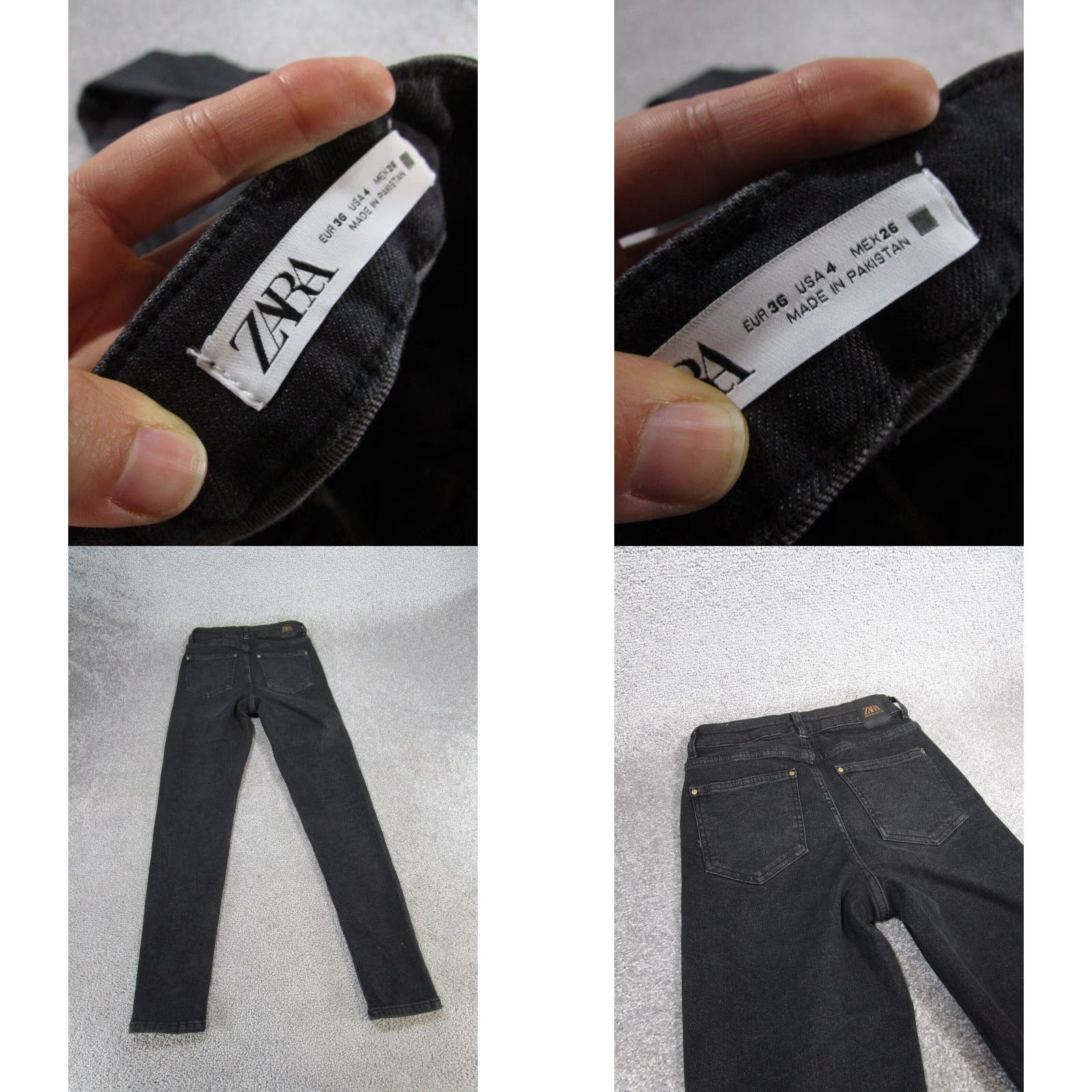 Zara Womens High Rise Black Zara Skinny Jeans 4 XL Extra Large Size 27" / US 4 / IT 40 - 8 Thumbnail