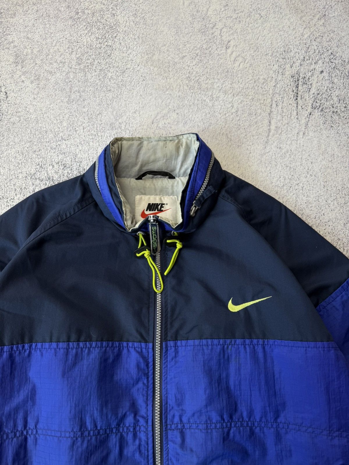Nike Nike Vintage 90s Big SWOOSH Logos Navy/Blue Nylon Jacket Size US L / EU 52-54 / 3 - 7 Thumbnail