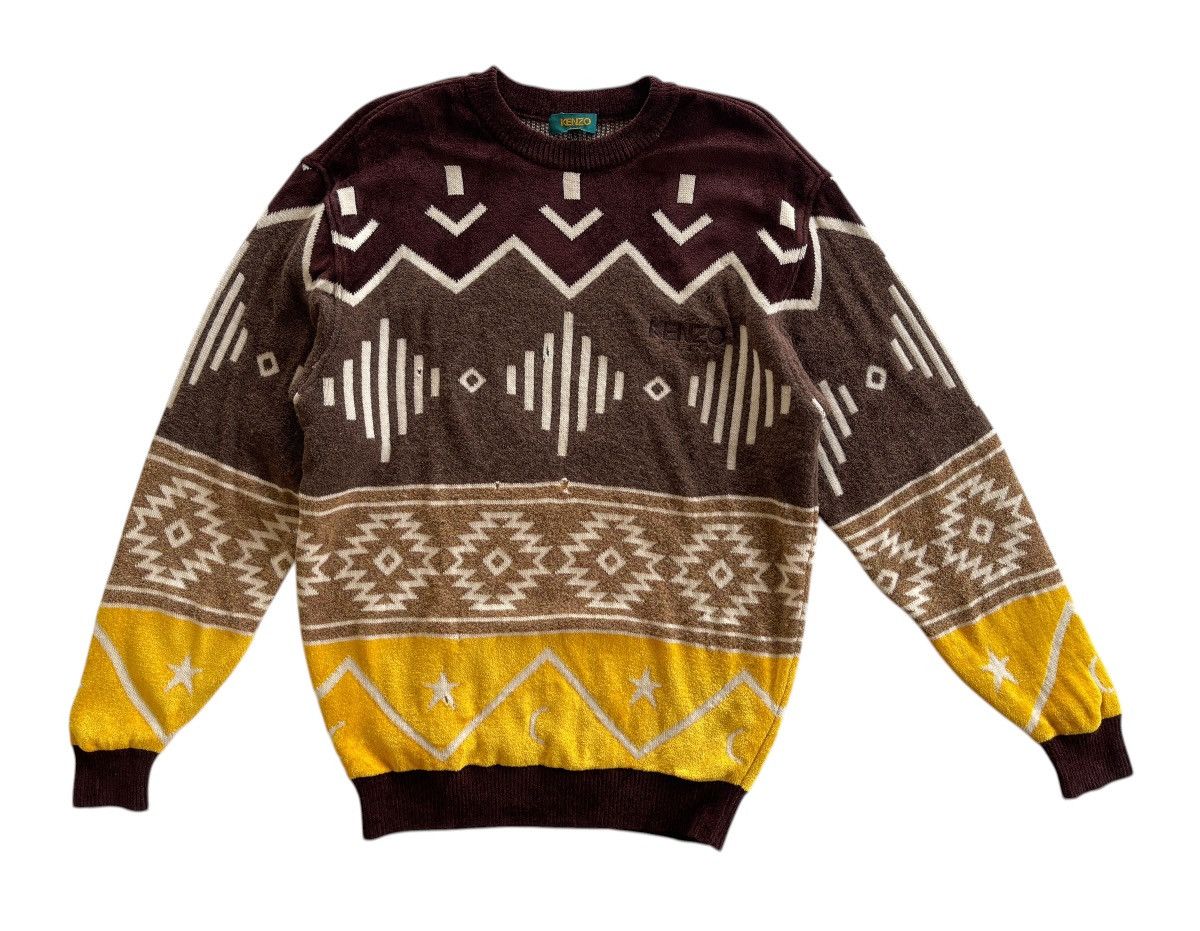 Kenzo Kenzo Colorblock Aztec Printed Sweater Size US L / EU 52-54 / 3 - 2 Thumbnail