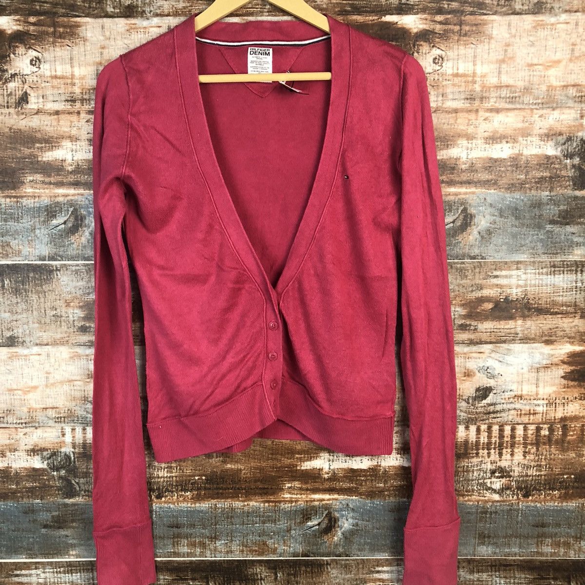 Tommy Hilfiger Hilfiger Denim Pink Cardigan Knitwear #A1876 Size M / US 6-8 / IT 42-44 - 3 Thumbnail