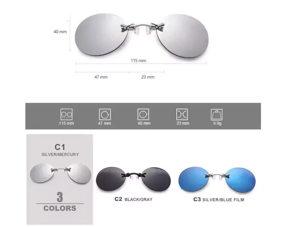 Electric Visual Clip On Nose Glasses Round Rimless Matrix Morpheus Sunglasse Size ONE SIZE - 7 Thumbnail