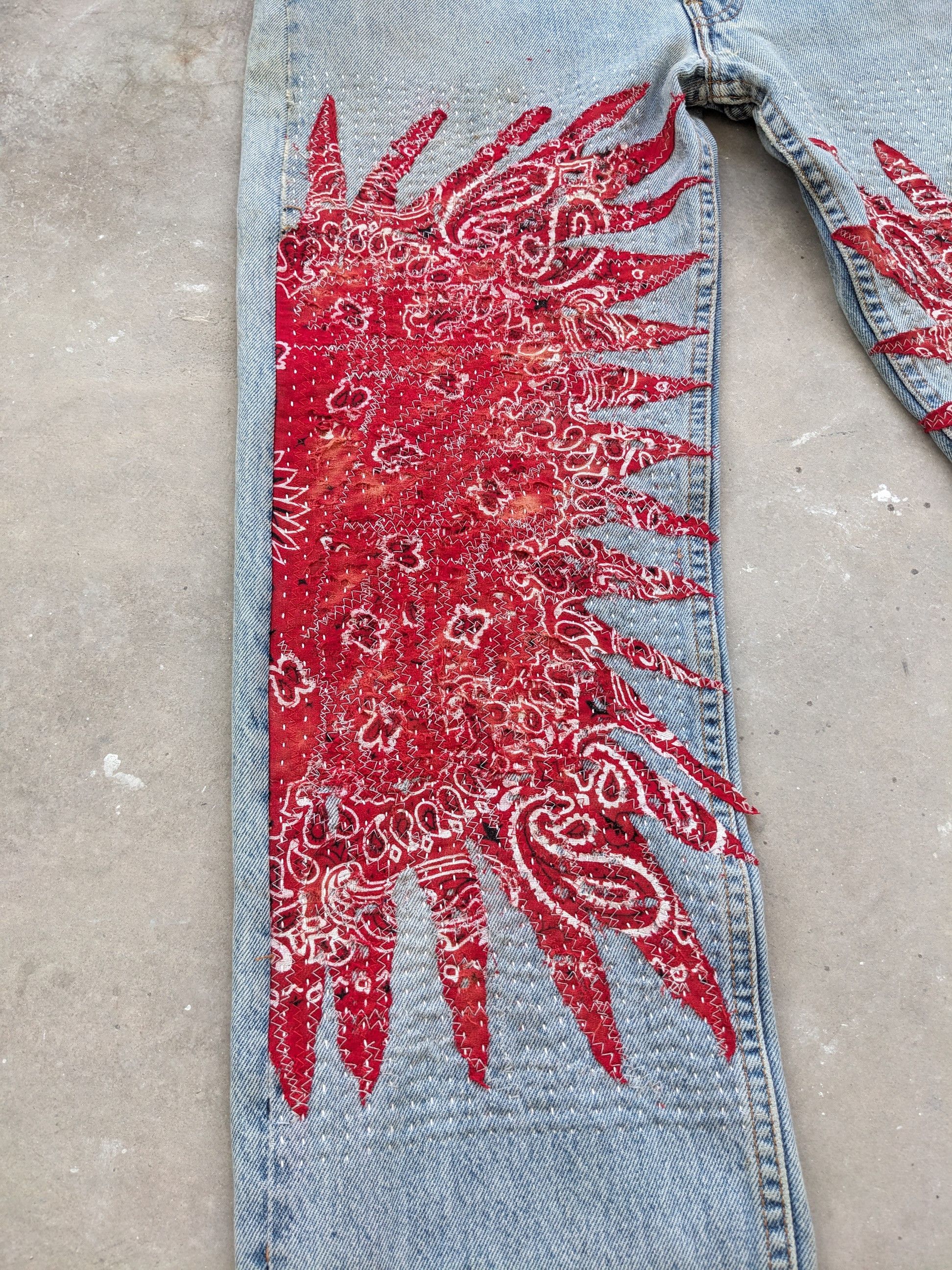 Levi's OPEN ORDER 🔥 Vintage Levis 501 Bandana Boro Sashiko Custom Size US 30 / EU 46 - 3 Thumbnail