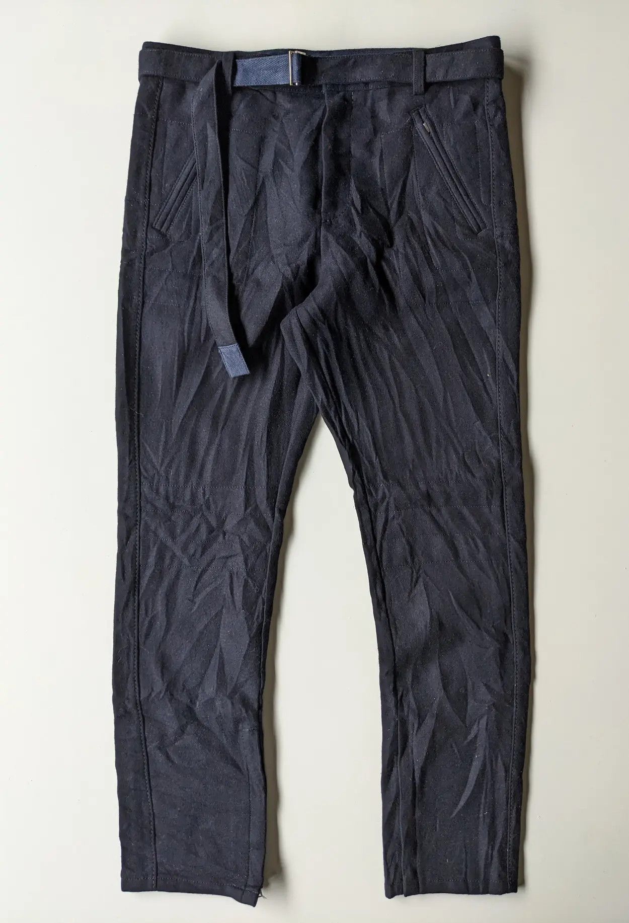 Sacai AW20 Runaway Sacai wool melton pant dark blue Size US 35 - 2 Thumbnail