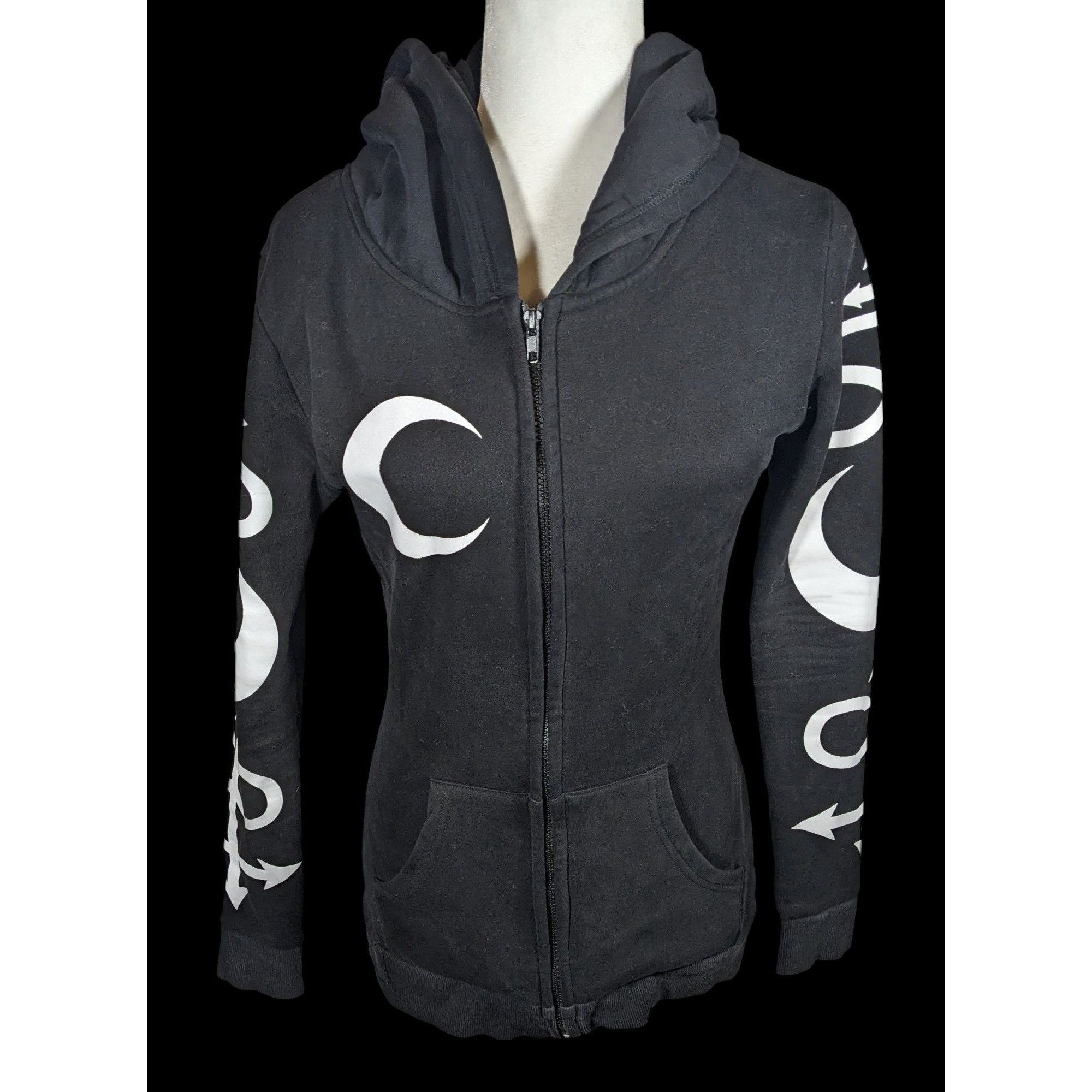 Other Restyle Gothic Witch Occult Symbol Black Zip Hoodie Size S / US 4 / IT 40 - 1 Thumbnail