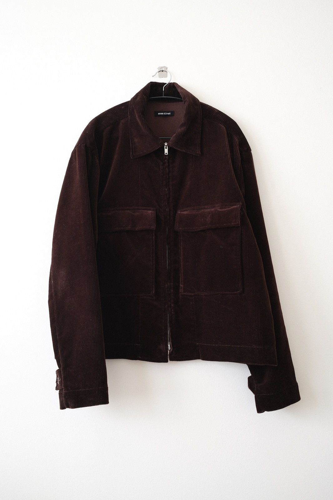 Pre-owned Evan Kinori Zip Jacket - Cotton Corduroy In Dark Brown